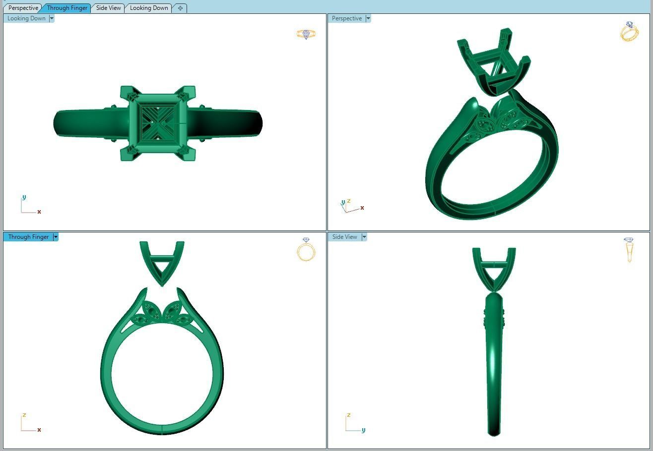 Ring190 princess cut diamond engagement ring gold 3D print model_8