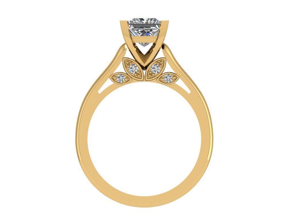 Ring190 princess cut diamond engagement ring gold 3D print model_2