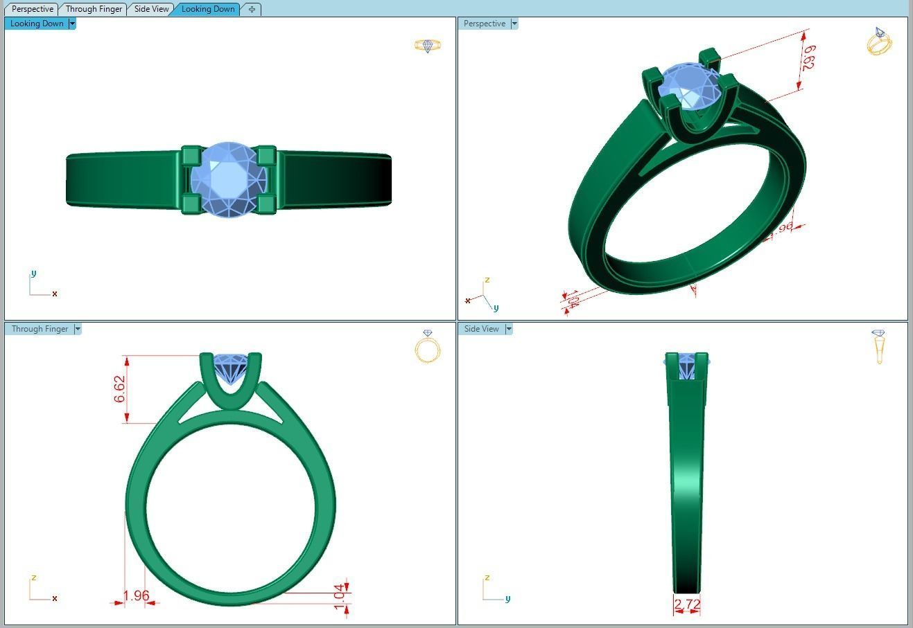 Ring191 diamond solitaire engagement ring gold 3D print model_5