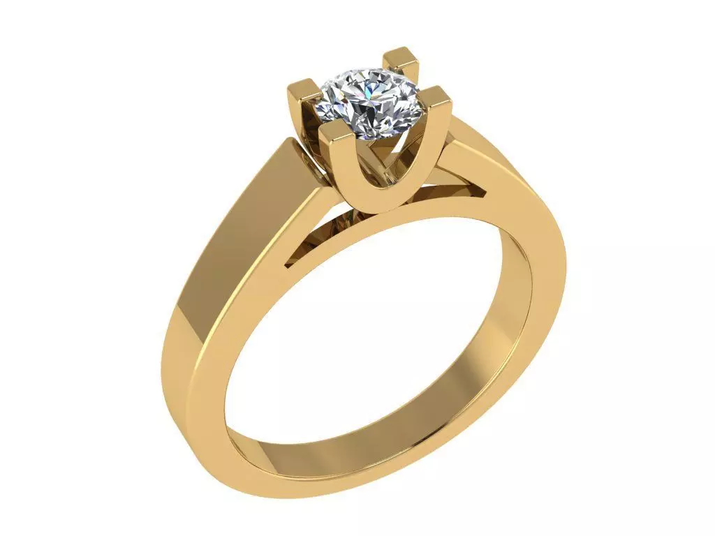 Ring191 diamond solitaire engagement ring gold 3D print model_0