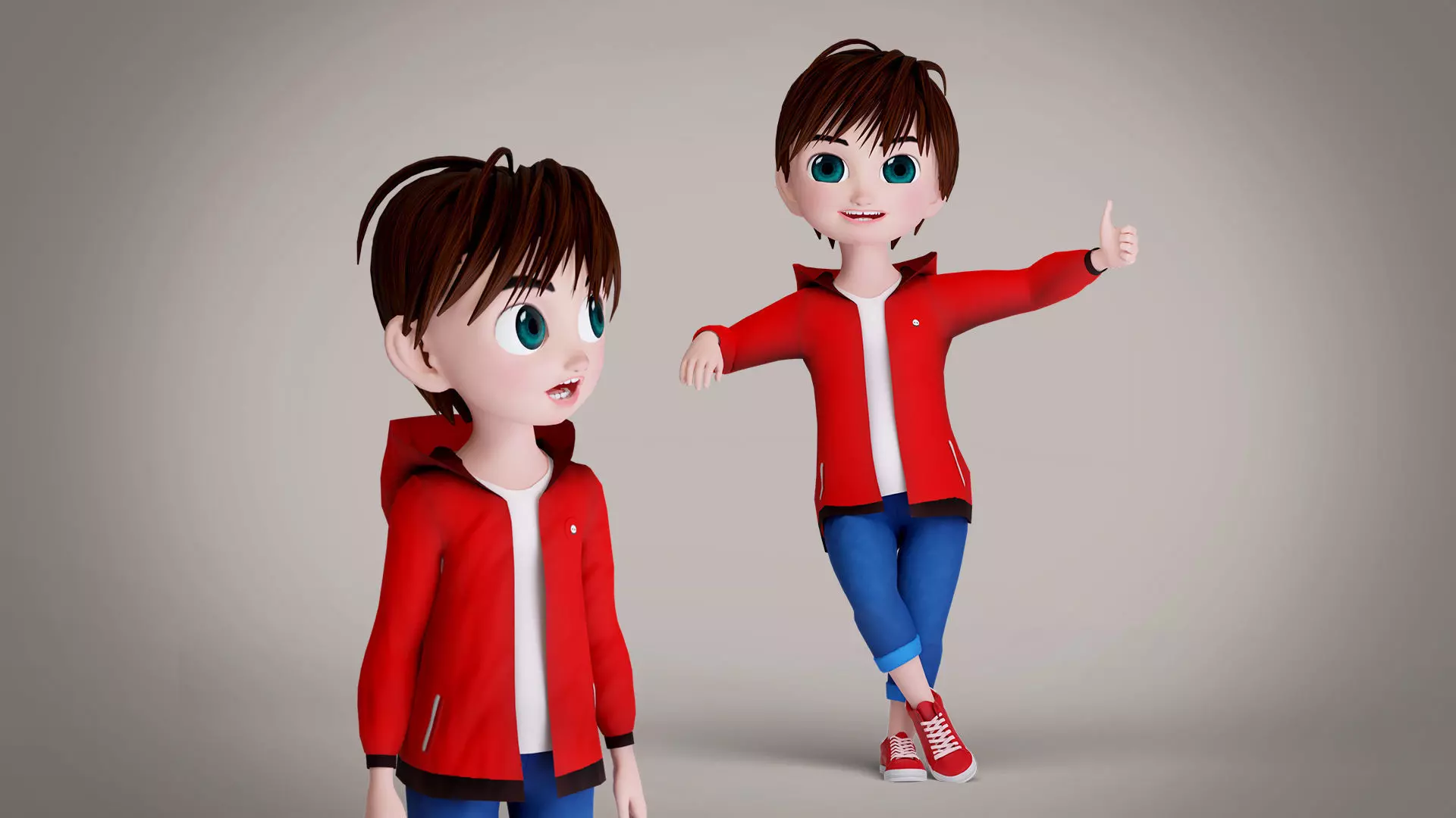 Boy jacket Rigged with Unity package Low-poly 3D model