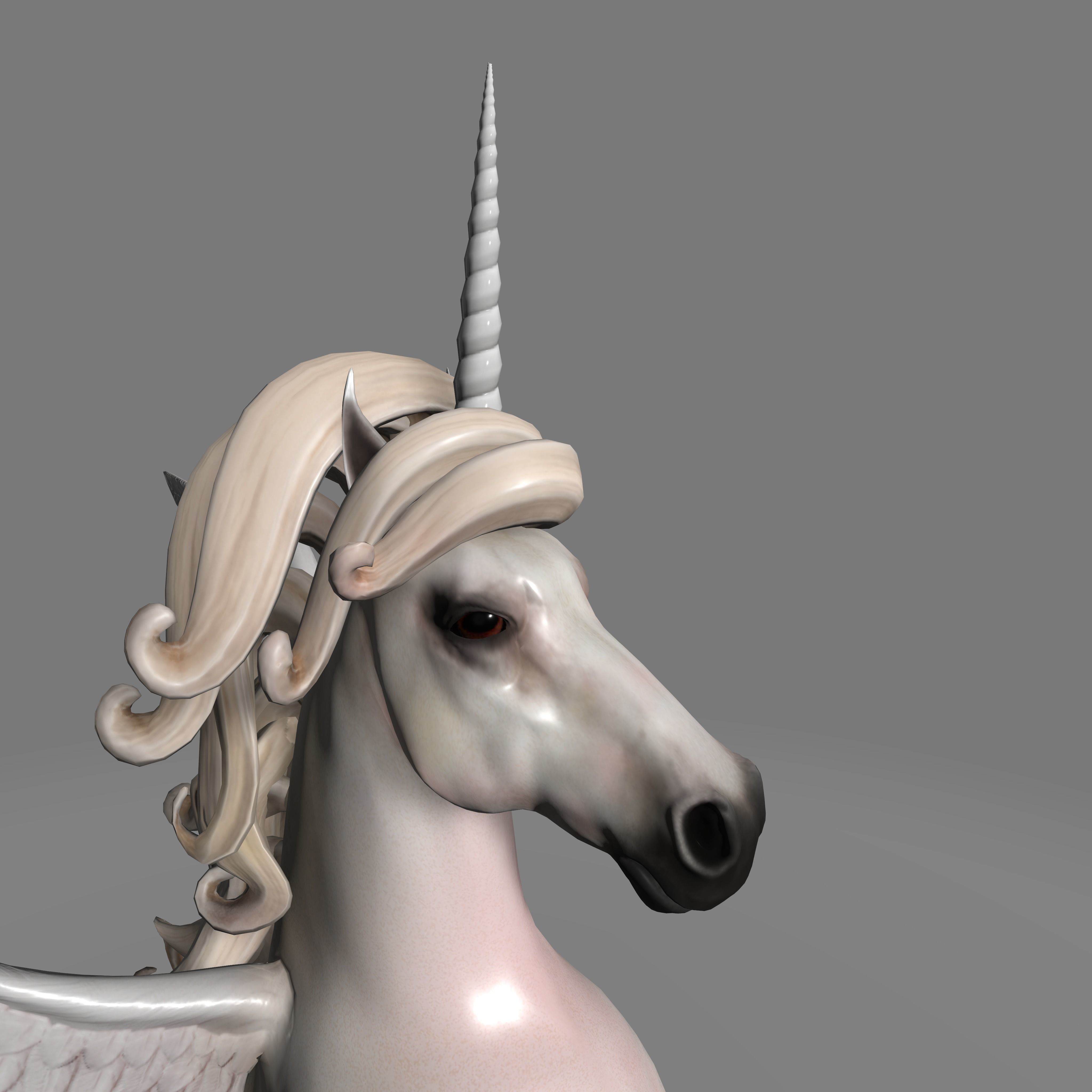 unicorn flying in air 3D model_4