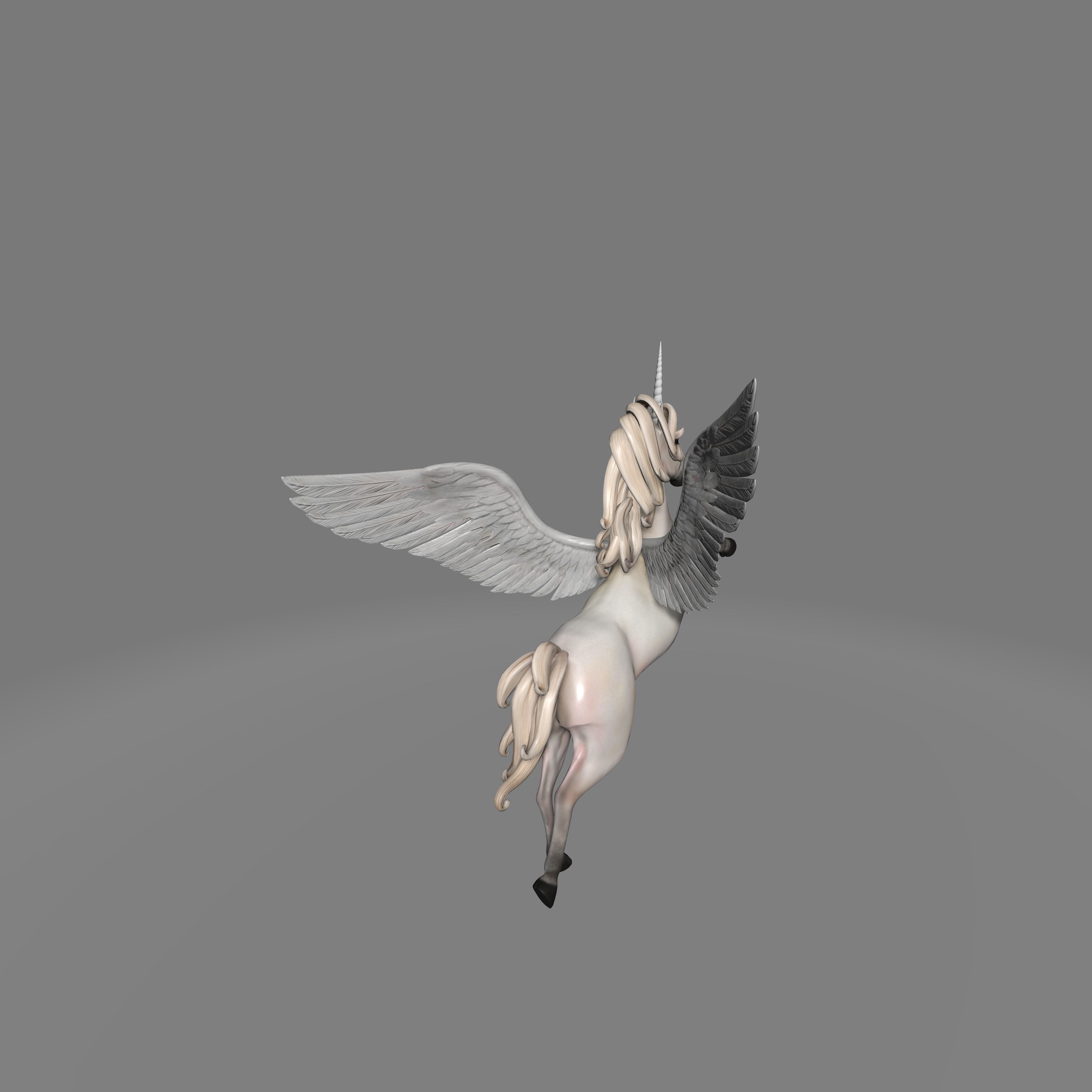 unicorn flying in air 3D model_2