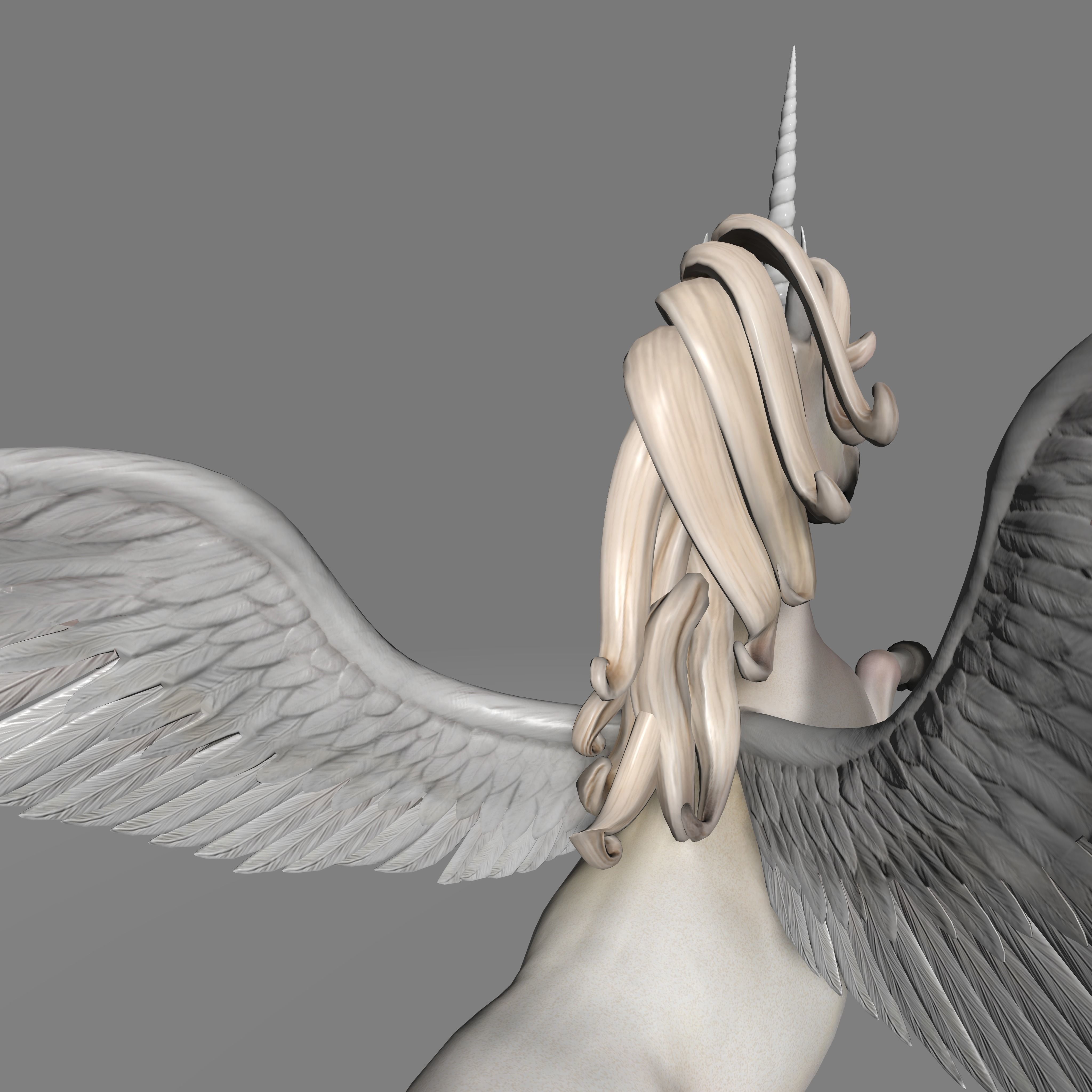 unicorn flying in air 3D model_3