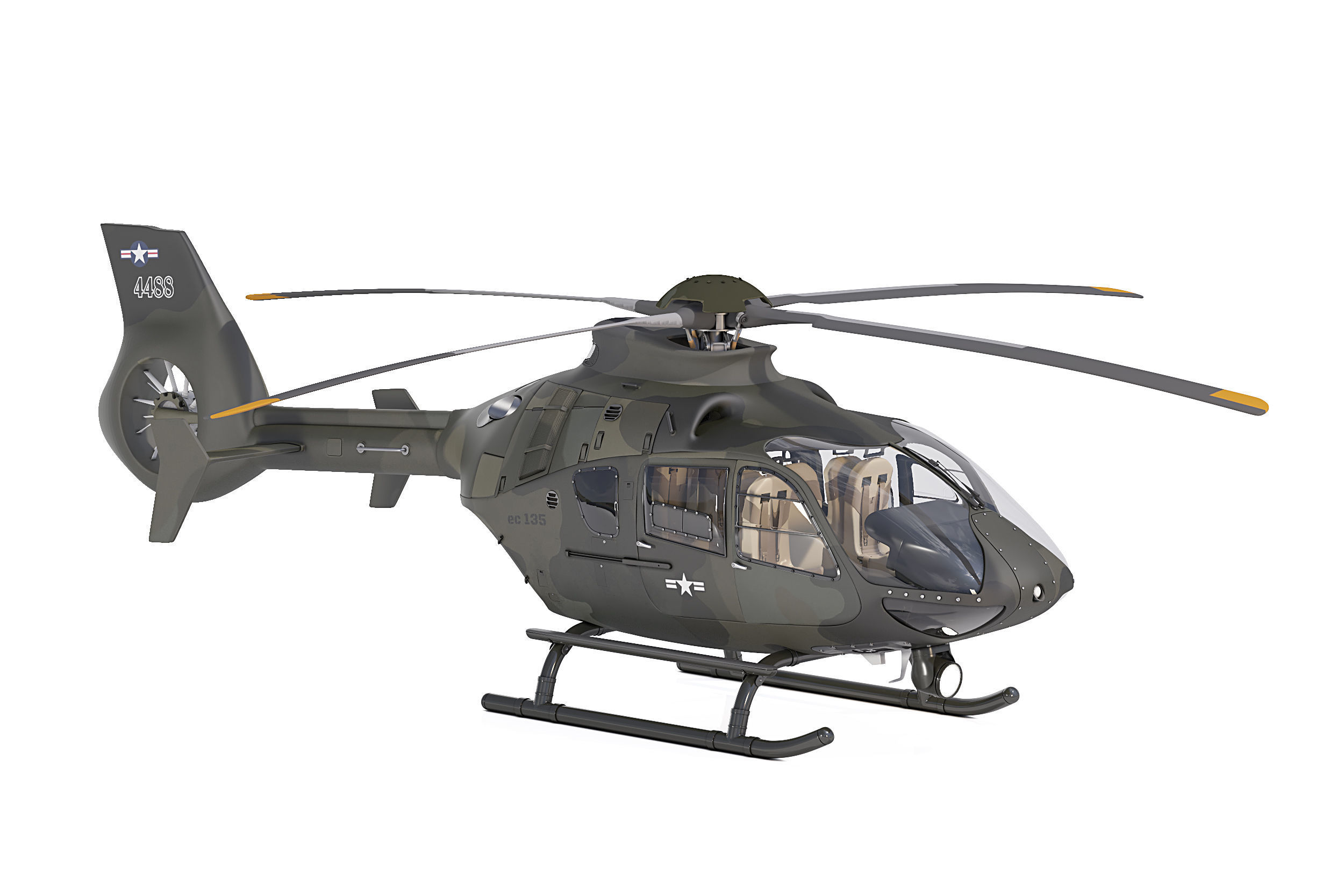 Airbus Helicopter H135 Army 3D model_4