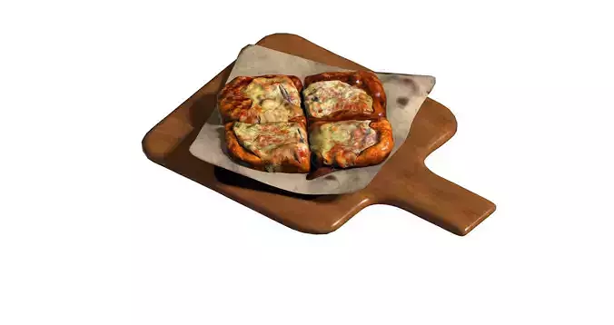 Pizza on board Low-poly 3D model