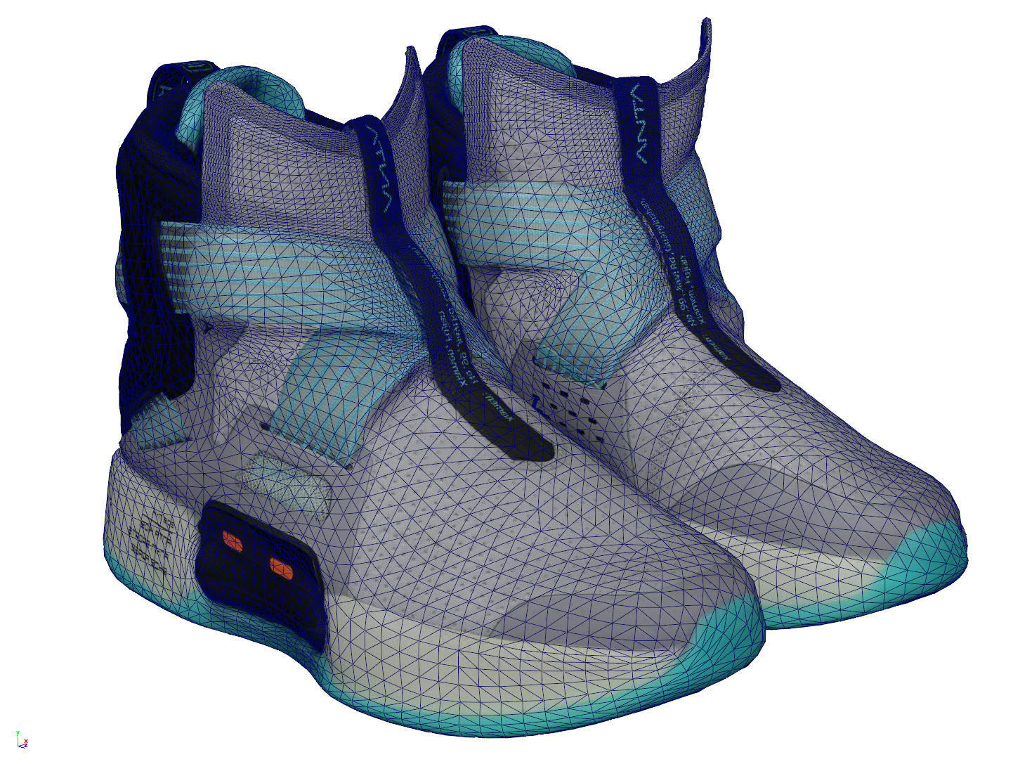 Cyberpunk fashion sneaker 4 Urban Techwear scifi future shoes  Low-poly 3D model_13