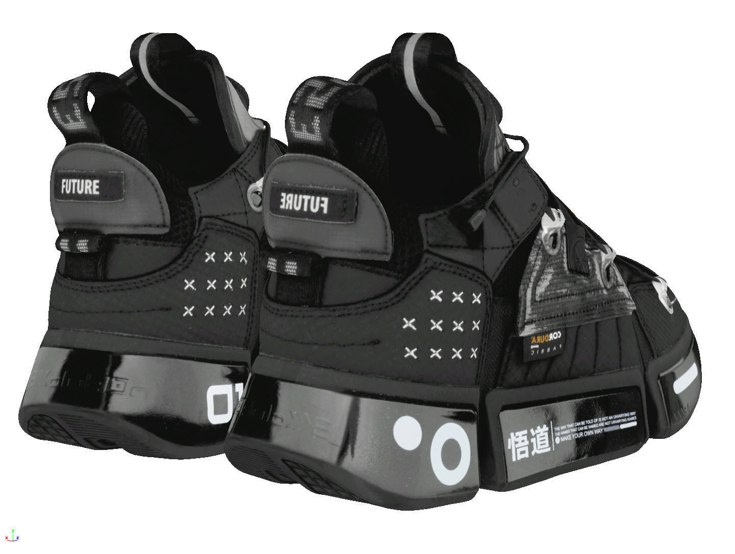 Cyberpunk fashion sneaker 5 Urban Techwear scifi future shoes  Low-poly 3D model_4