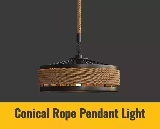 Conical Rope Pendant Light Kit Farmhouse  3D model