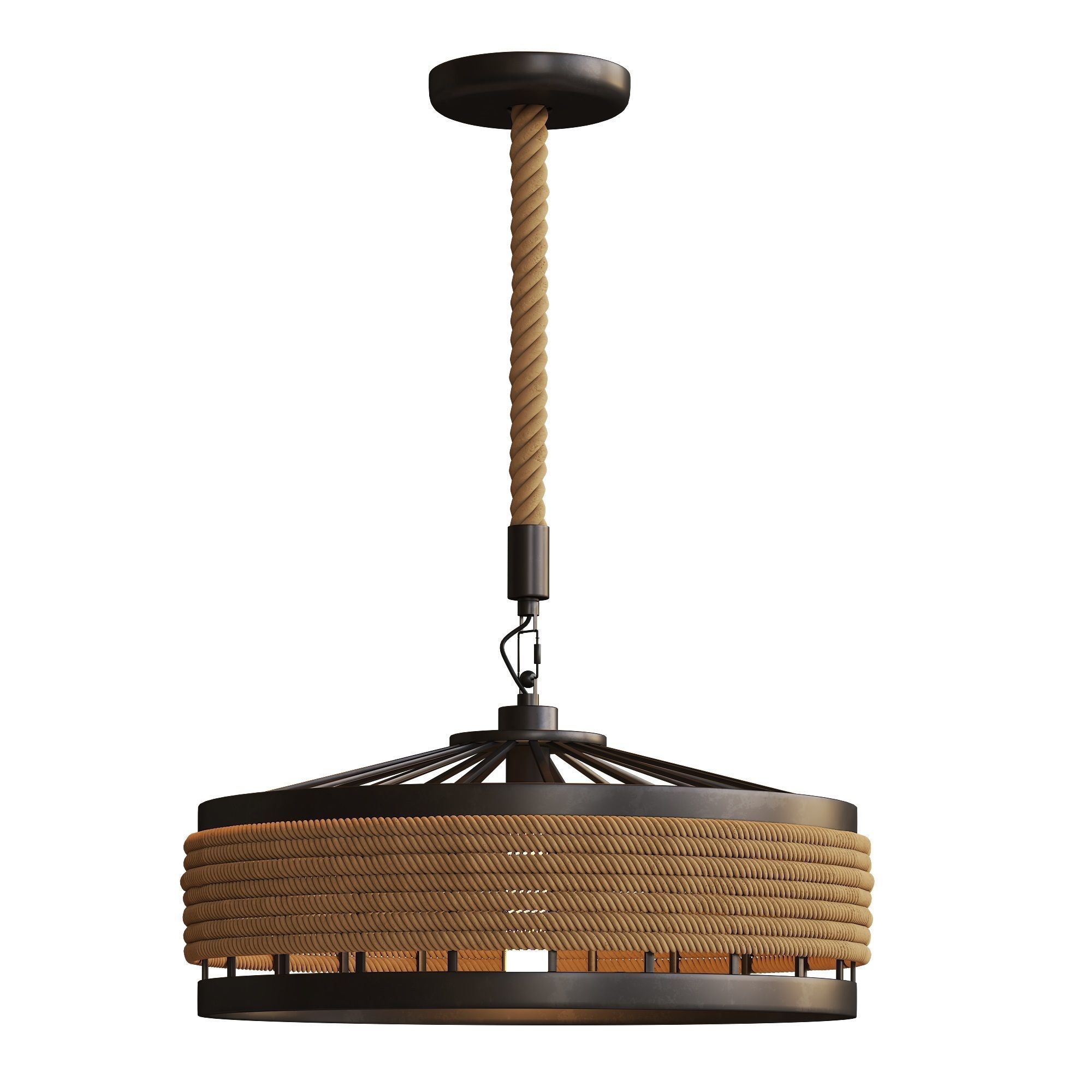 Conical Rope Pendant Light Kit Farmhouse  3D model_1