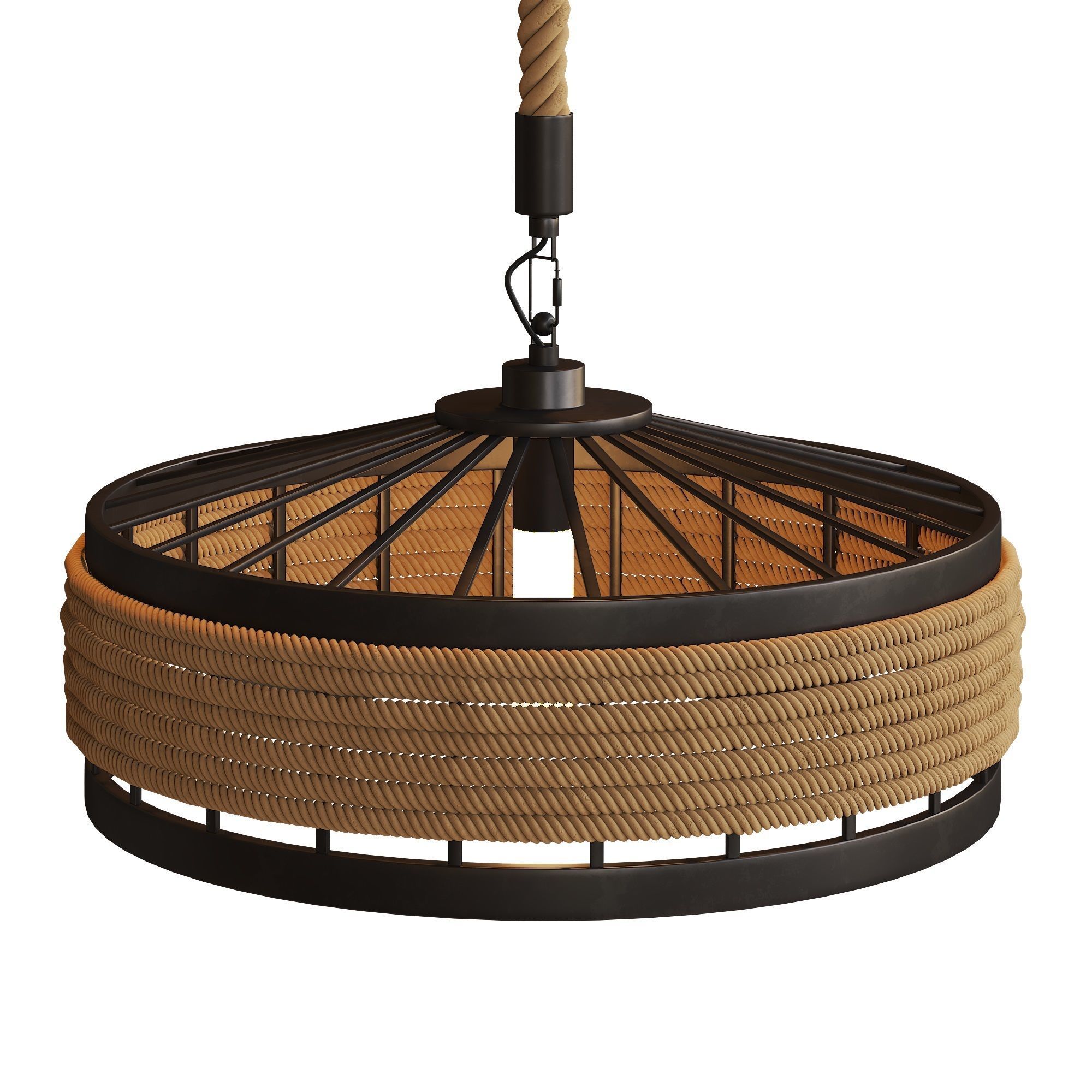 Conical Rope Pendant Light Kit Farmhouse  3D model_3