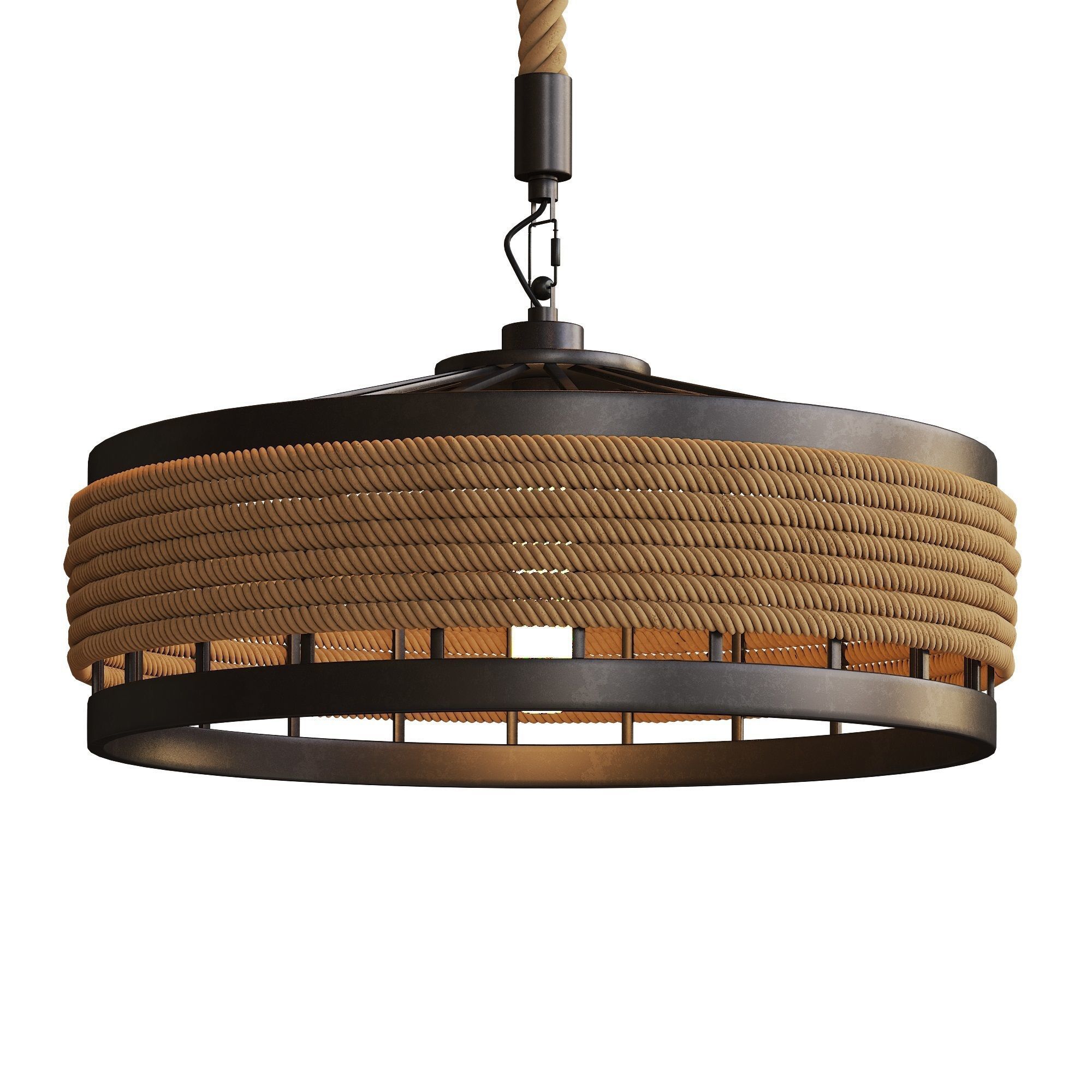 Conical Rope Pendant Light Kit Farmhouse  3D model_2