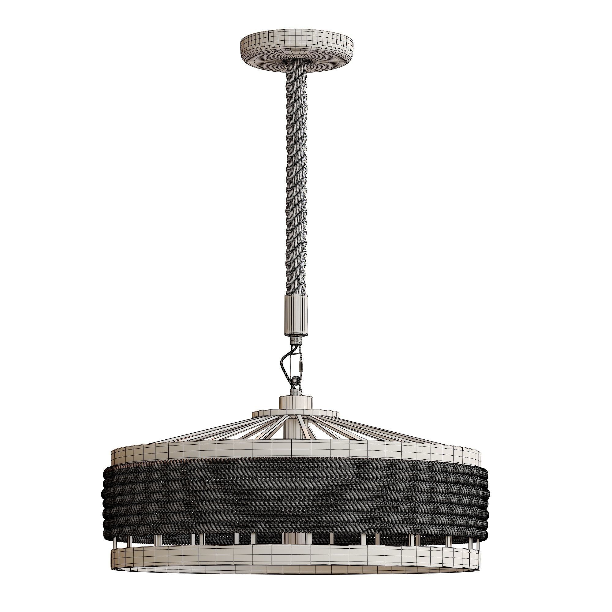 Conical Rope Pendant Light Kit Farmhouse  3D model_4