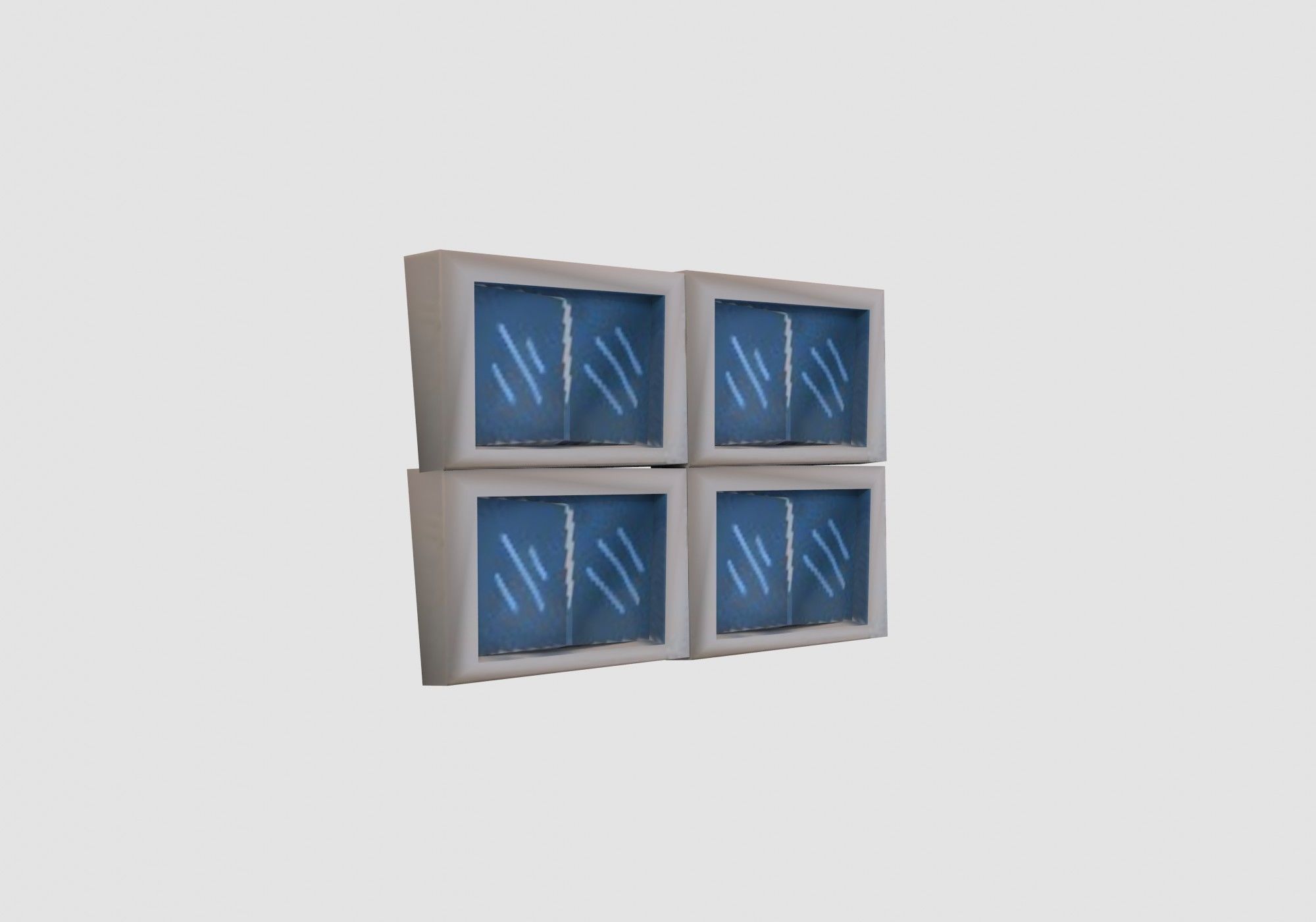 square blue window  Low-poly 3D model_1