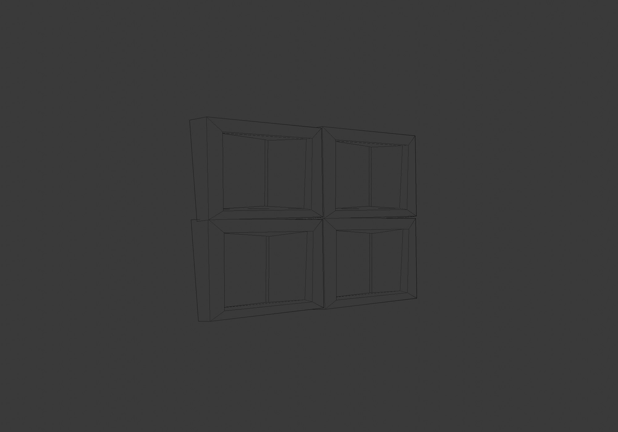 square blue window  Low-poly 3D model_6