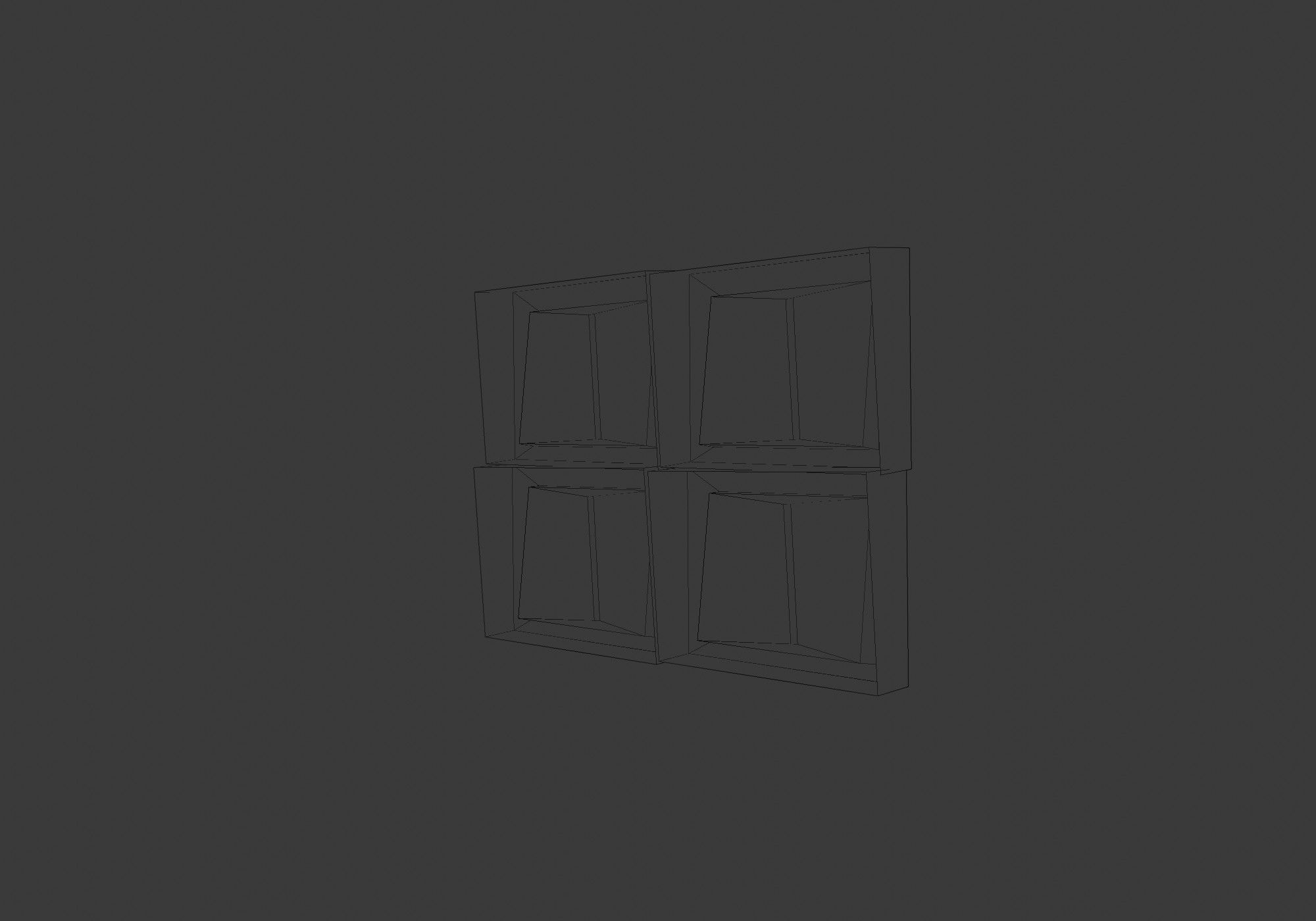square blue window  Low-poly 3D model_8