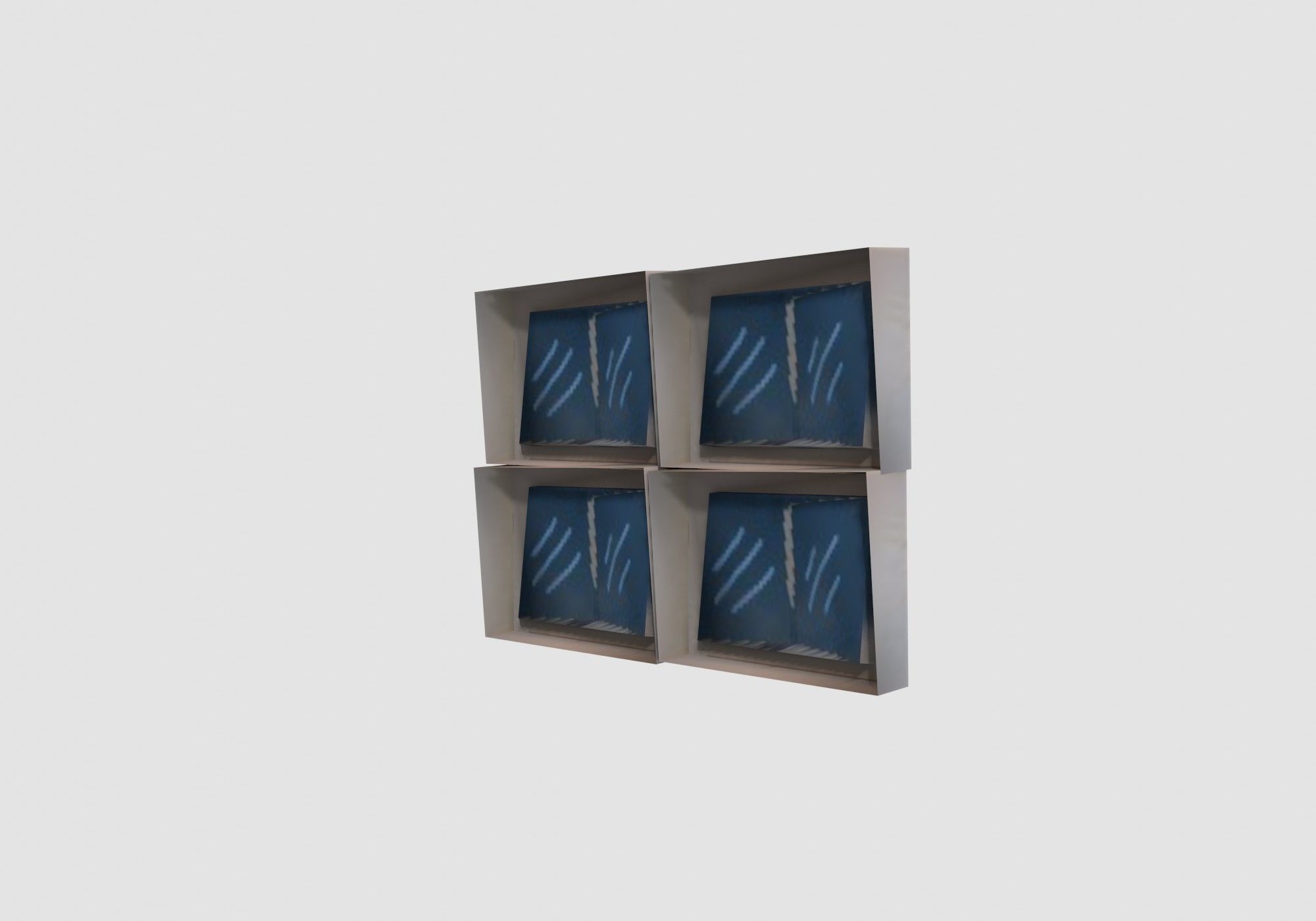 square blue window  Low-poly 3D model_3