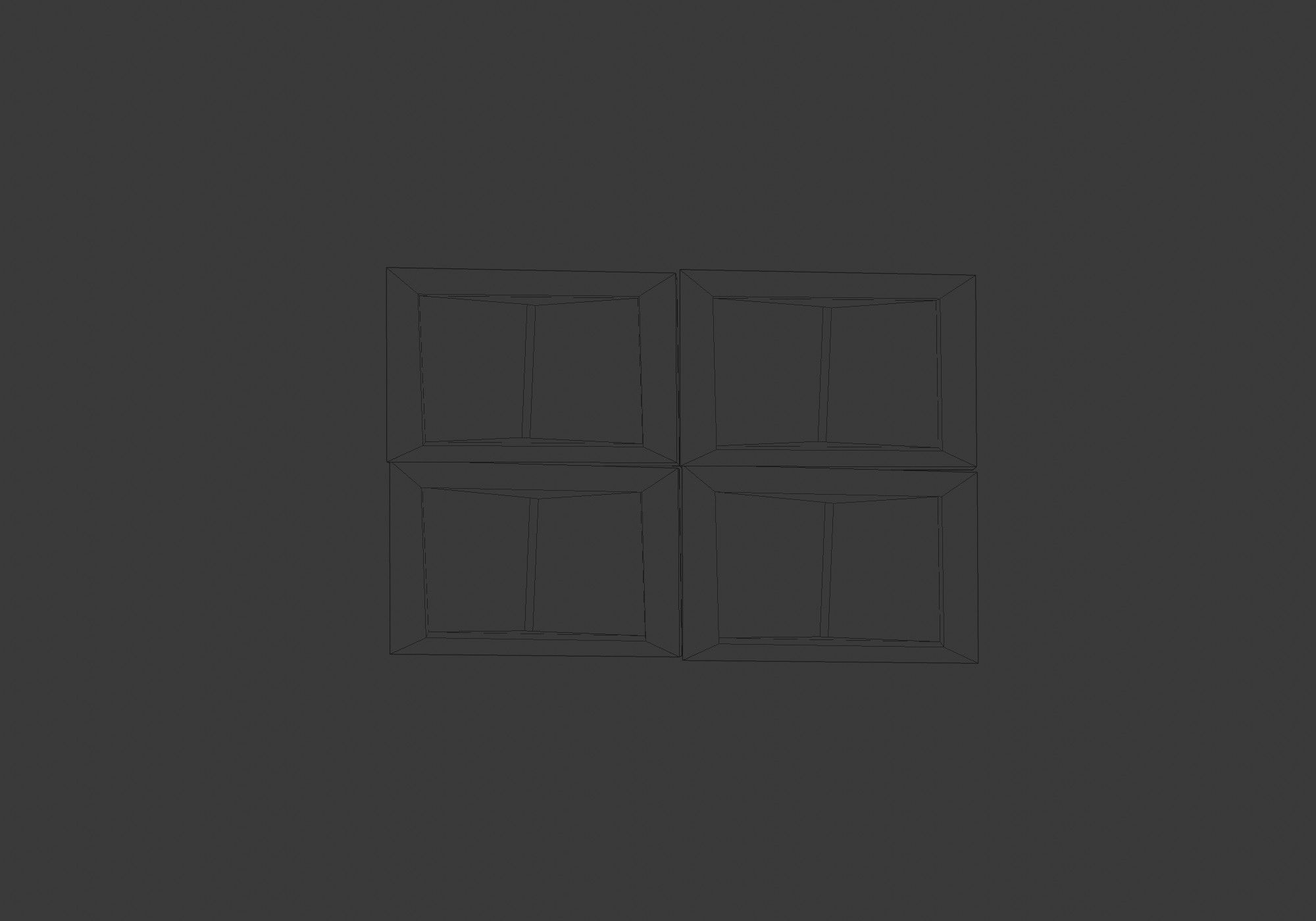 square blue window  Low-poly 3D model_5
