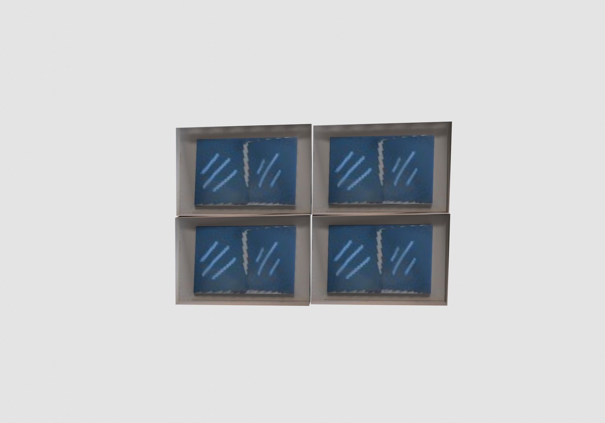 square blue window  Low-poly 3D model_4