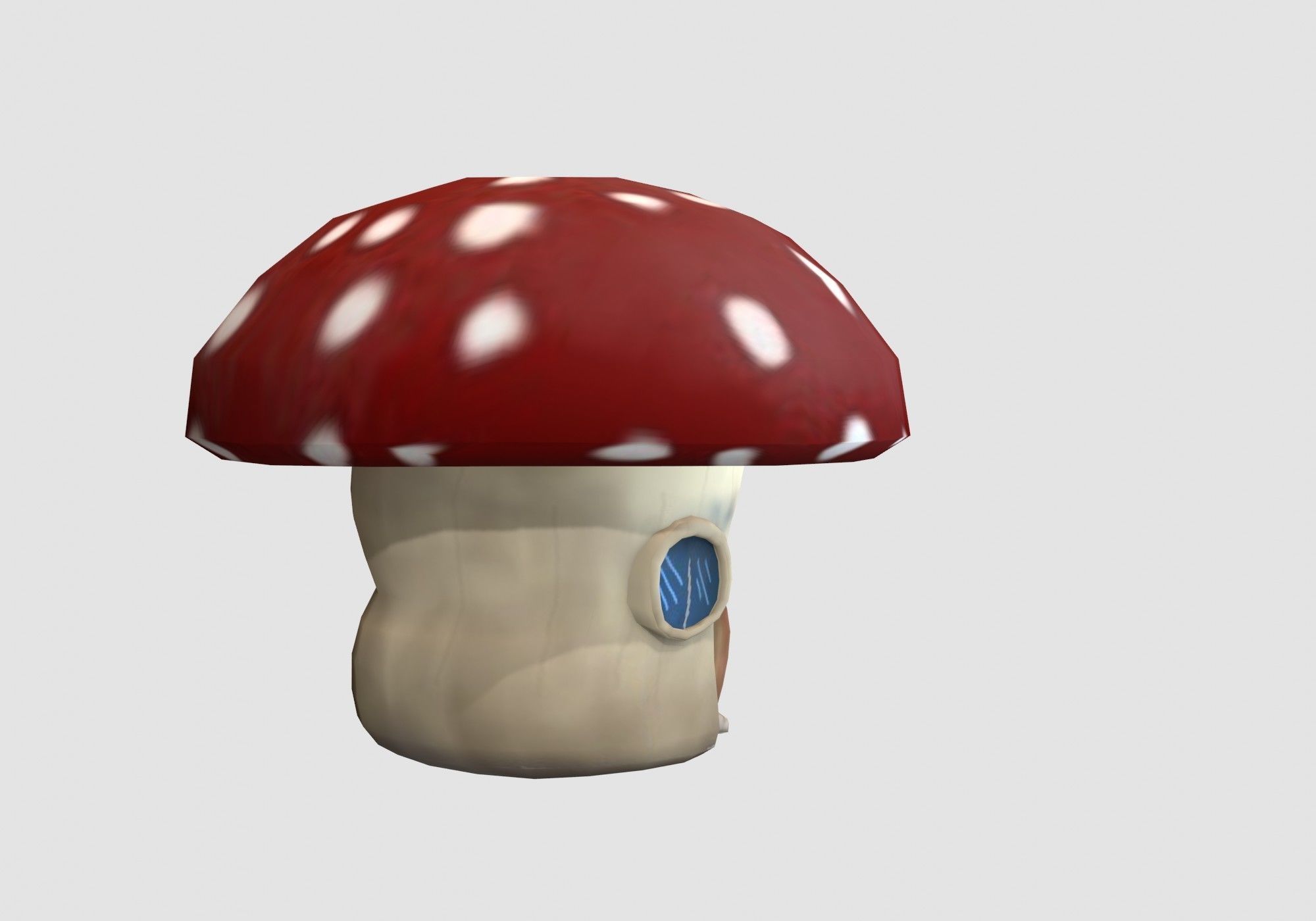 red mushroom house Low-poly 3D model_3