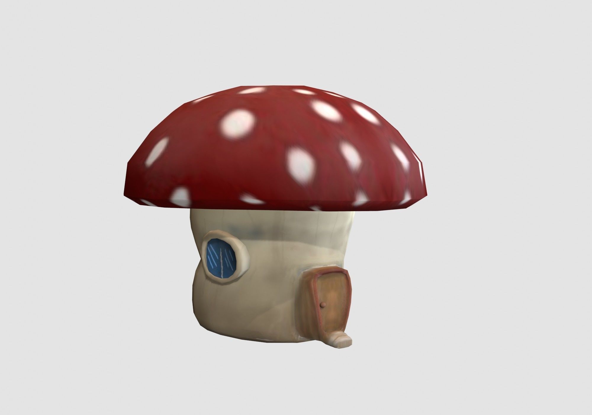 red mushroom house Low-poly 3D model_1