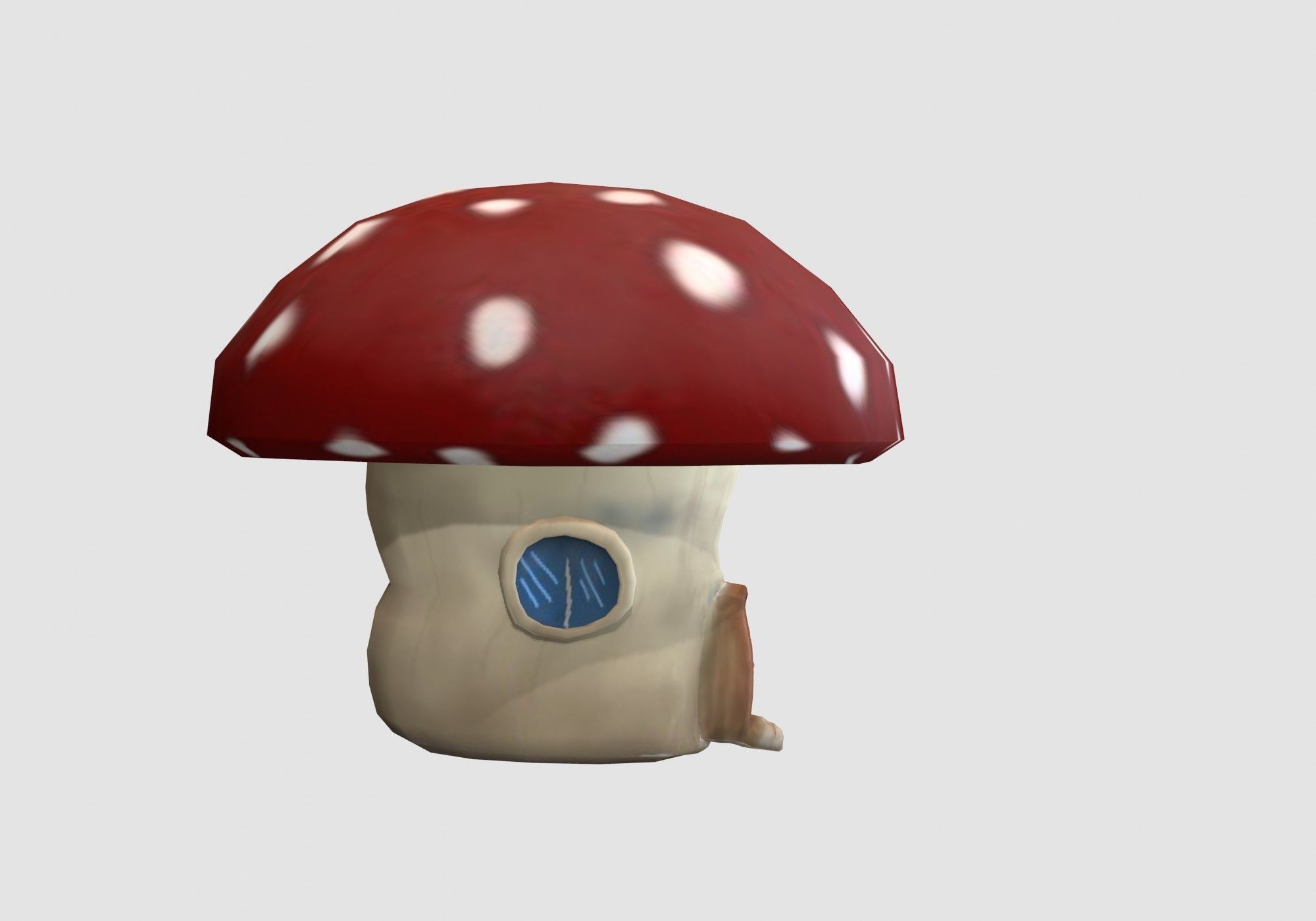 red mushroom house Low-poly 3D model_2