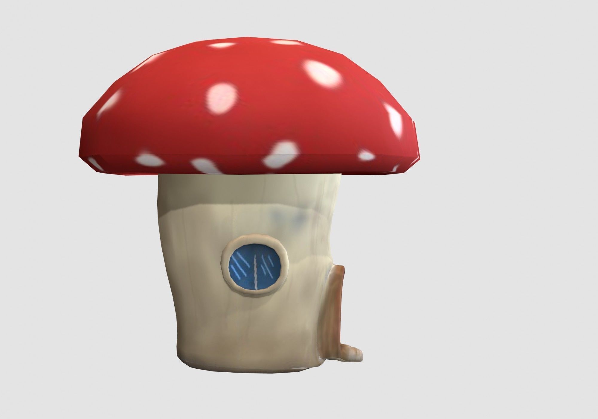 red house mushroom Low-poly 3D model_2