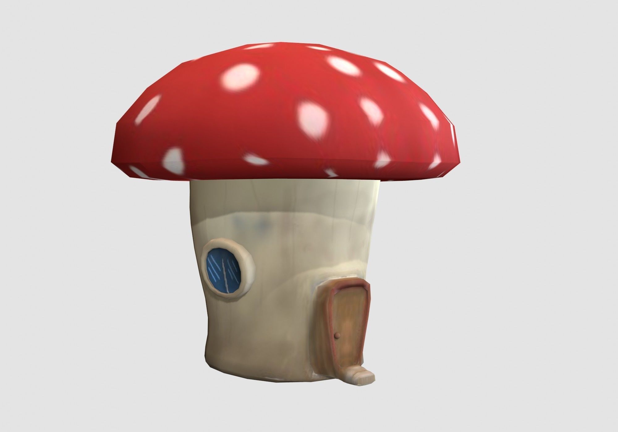 red house mushroom Low-poly 3D model_1