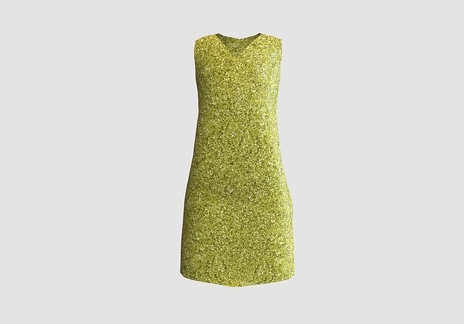 golden glittery dress  3D model