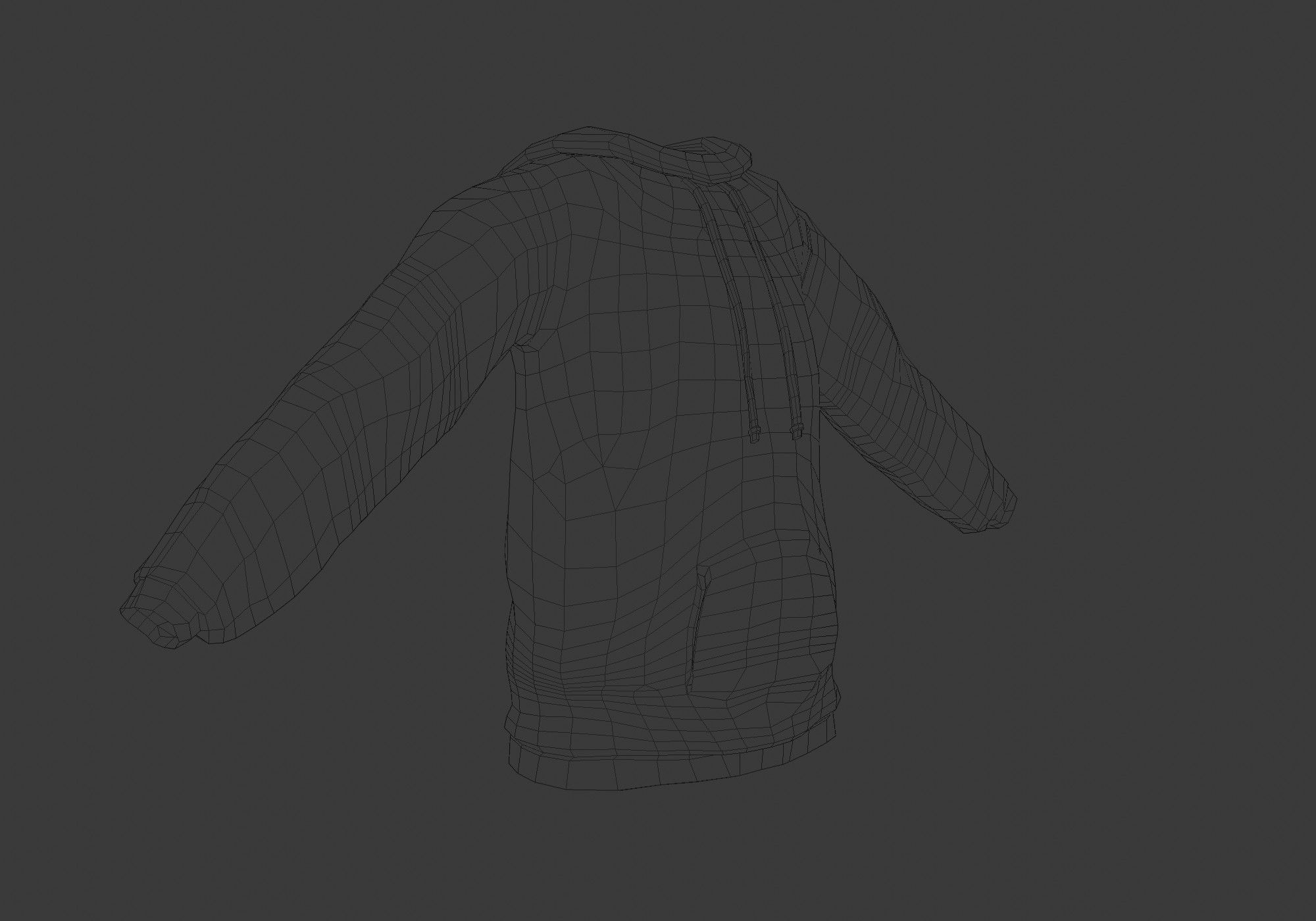 dark gray hoodie 3D model_6