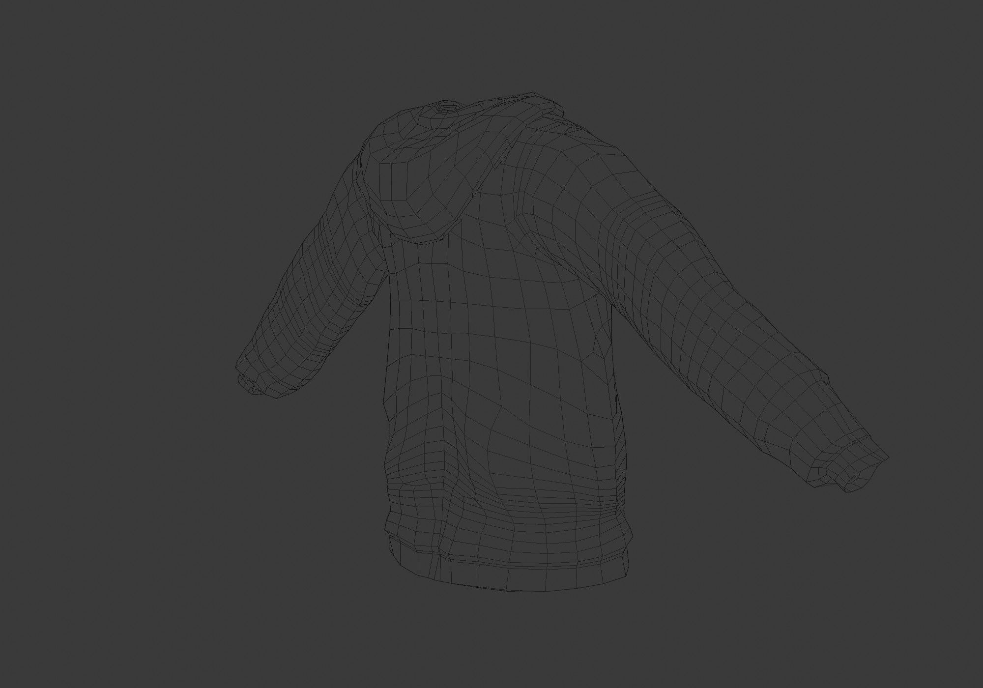 dark gray hoodie 3D model_8