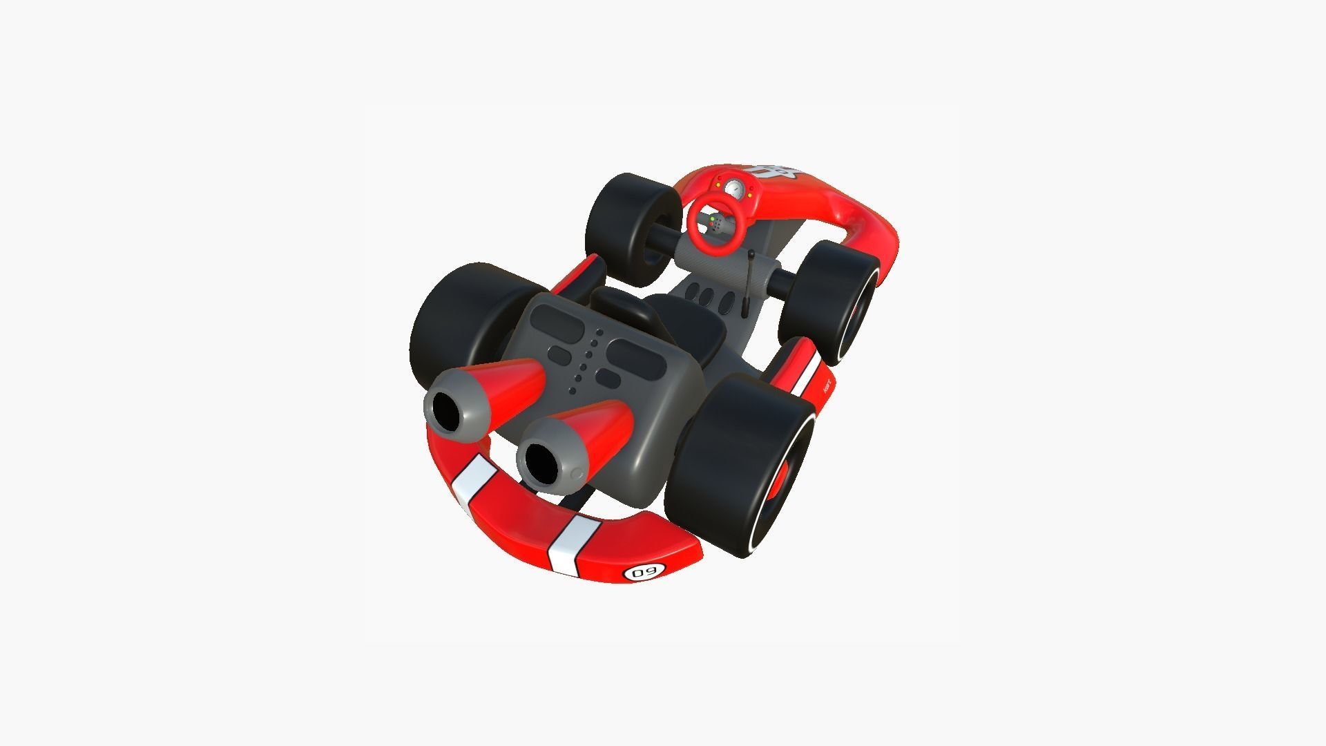 Cartoon Kart D01 Red - Vehicle Racing Design Low-poly 3D model_2