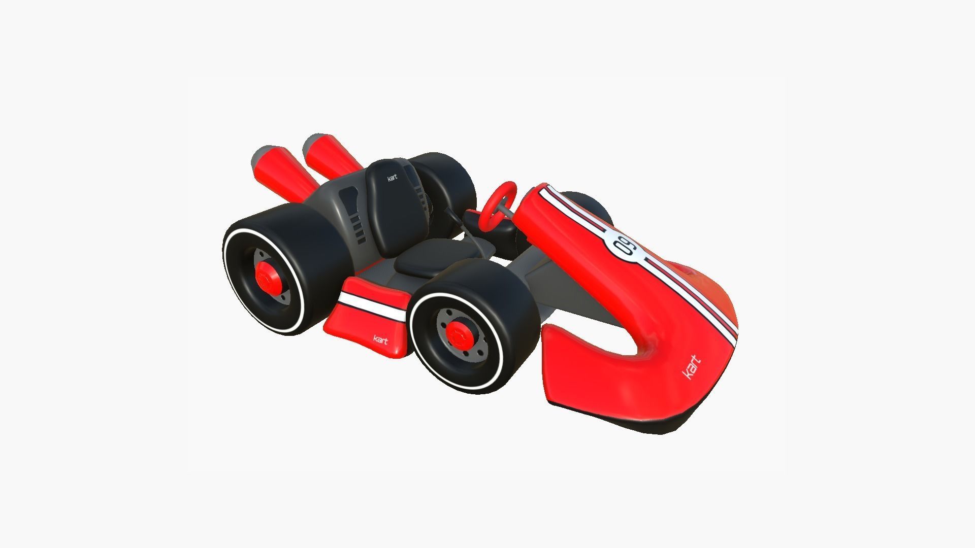 Cartoon Kart D01 Red - Vehicle Racing Design Low-poly 3D model_1