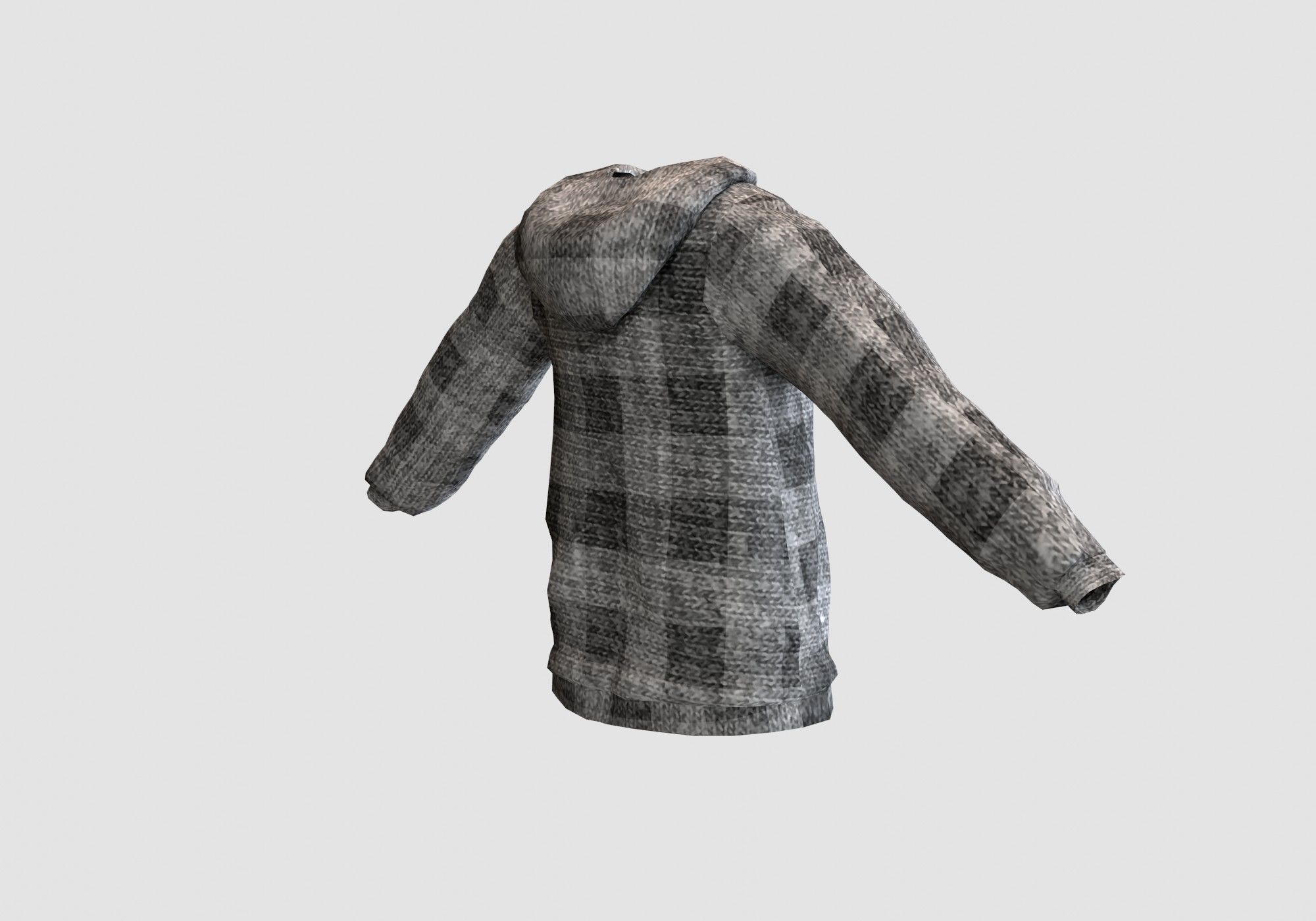 checkered gray hoodie 3D model_3