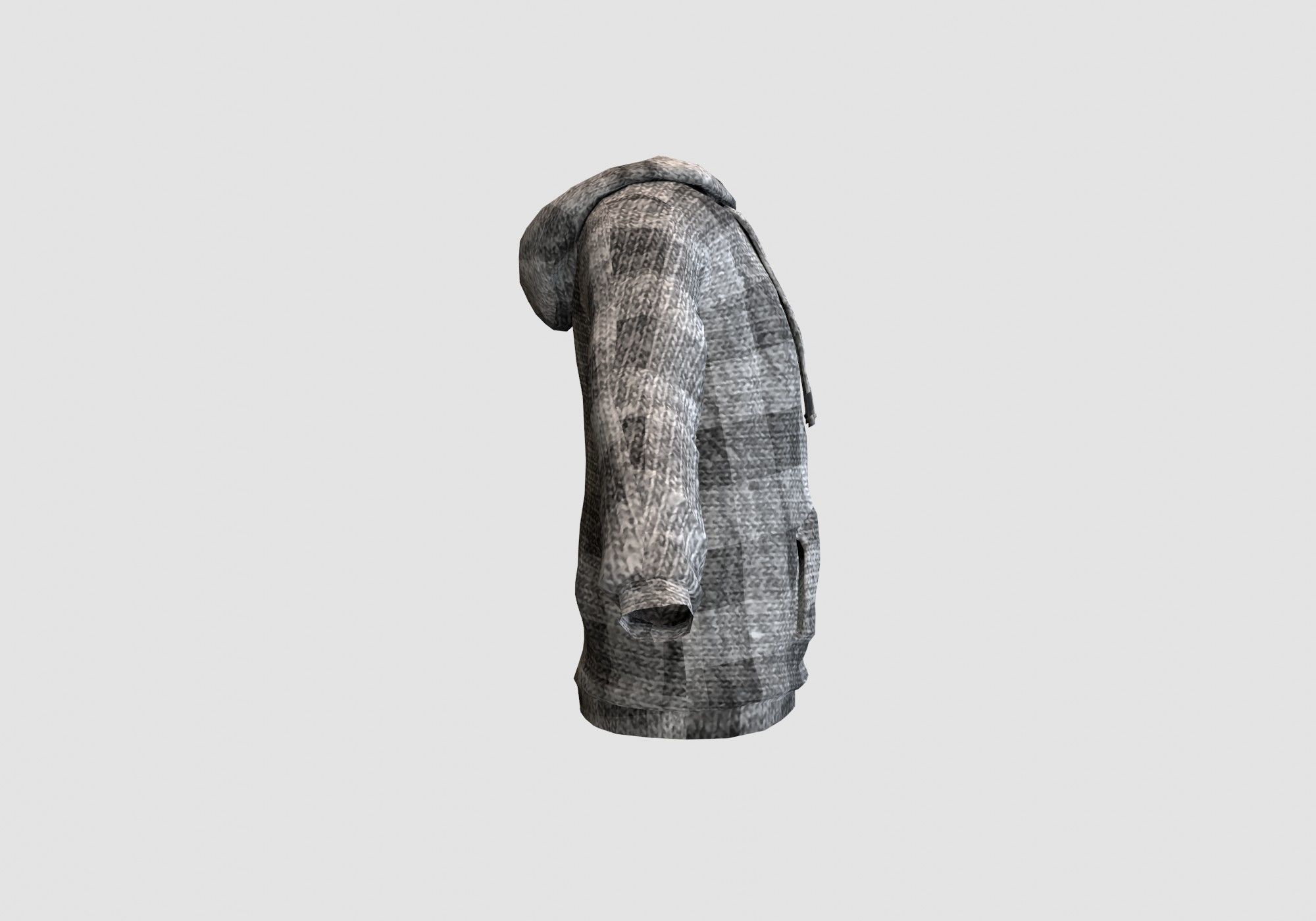 checkered gray hoodie 3D model_2
