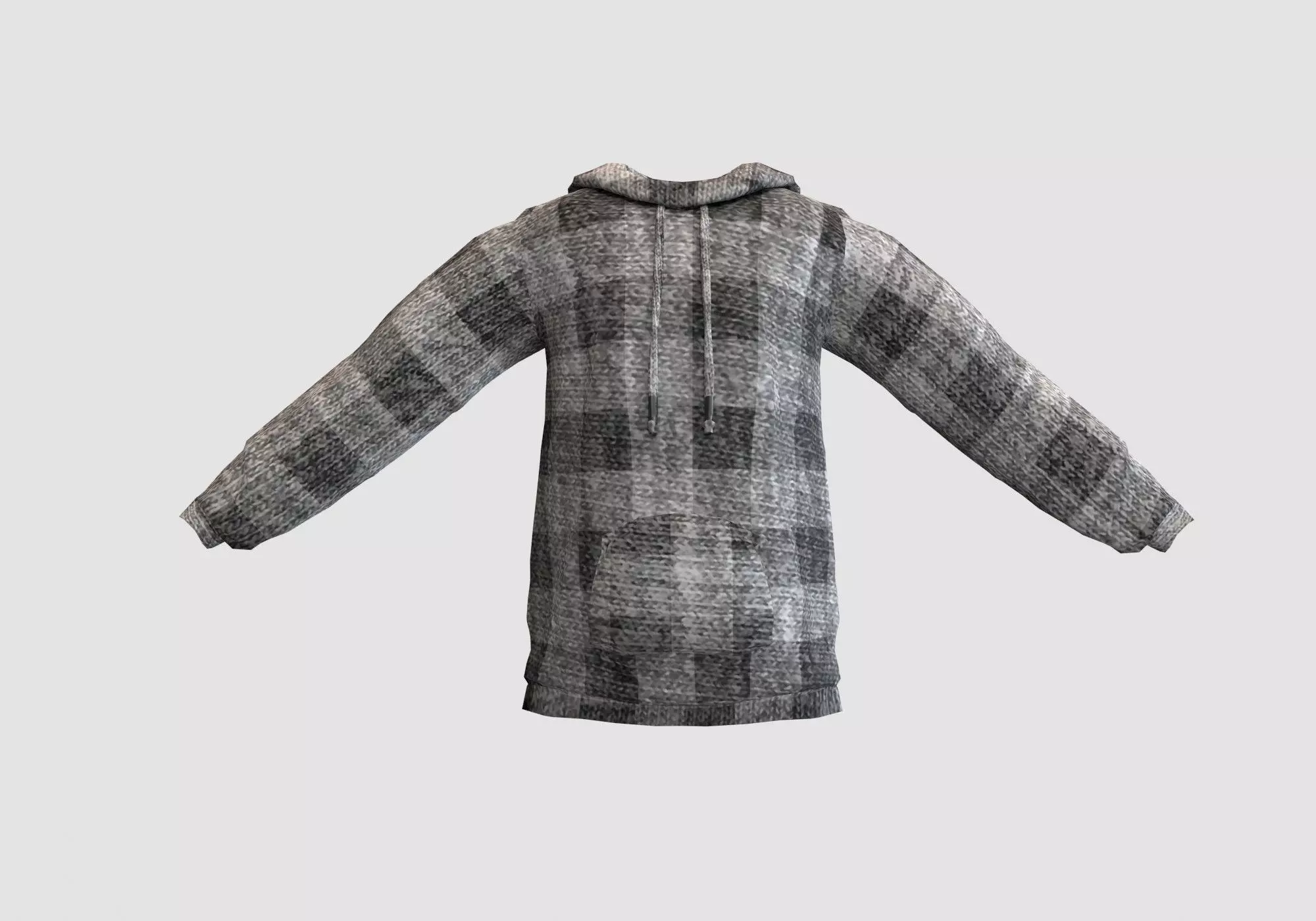 checkered gray hoodie 3D model_0