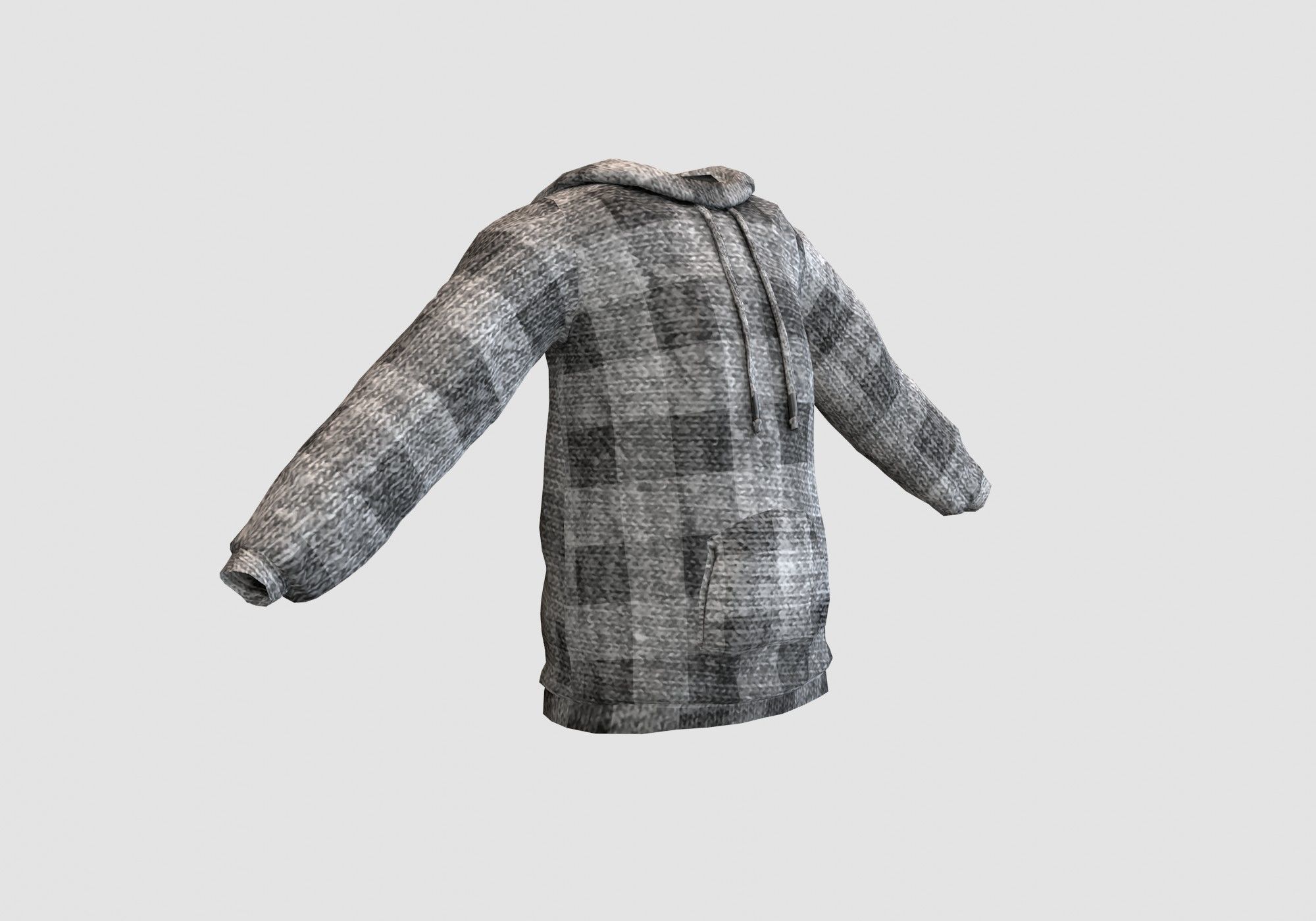 checkered gray hoodie 3D model_1