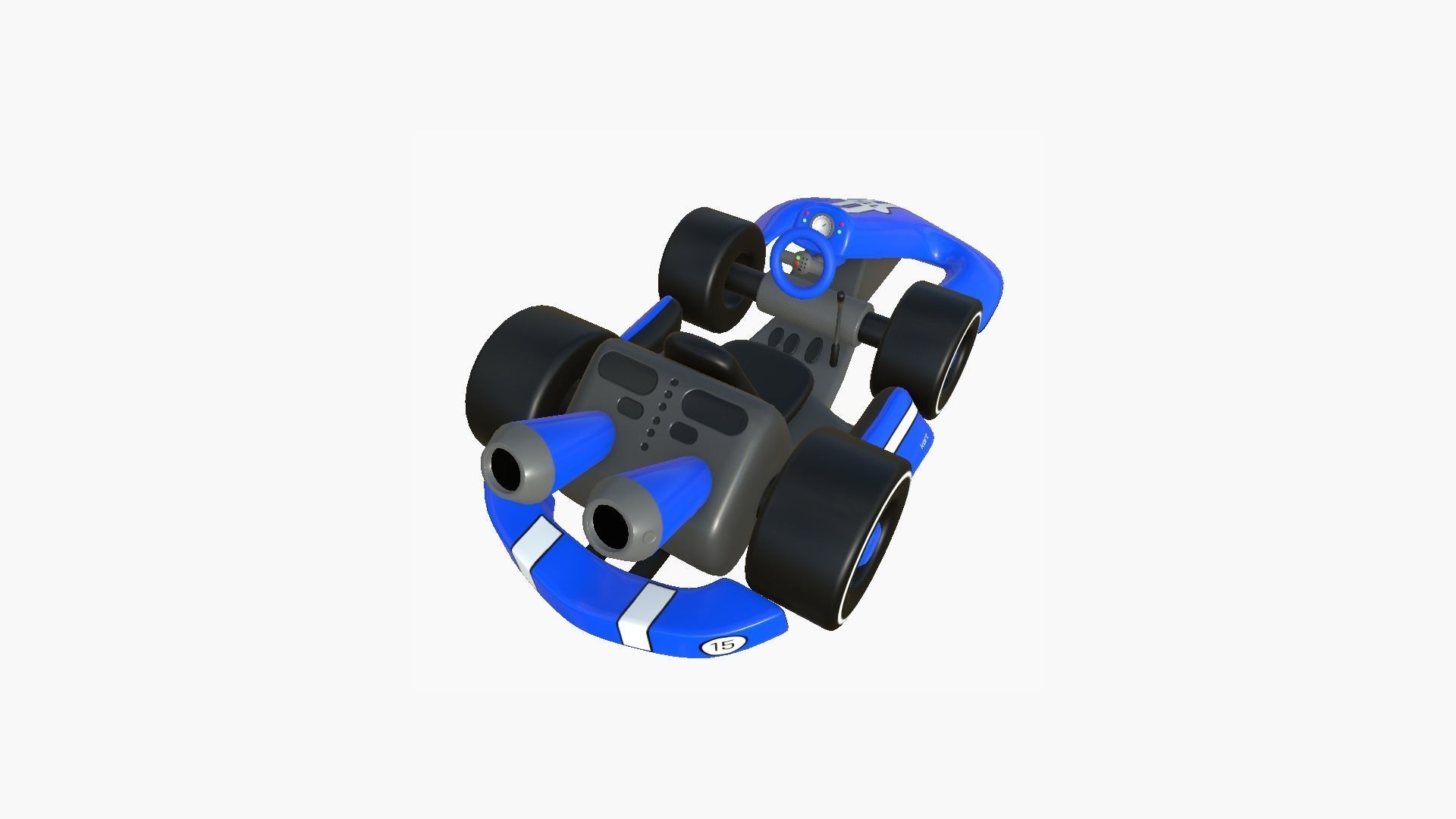 Cartoon Kart D02 Blue - Vehicle Racing Design Low-poly 3D model_2