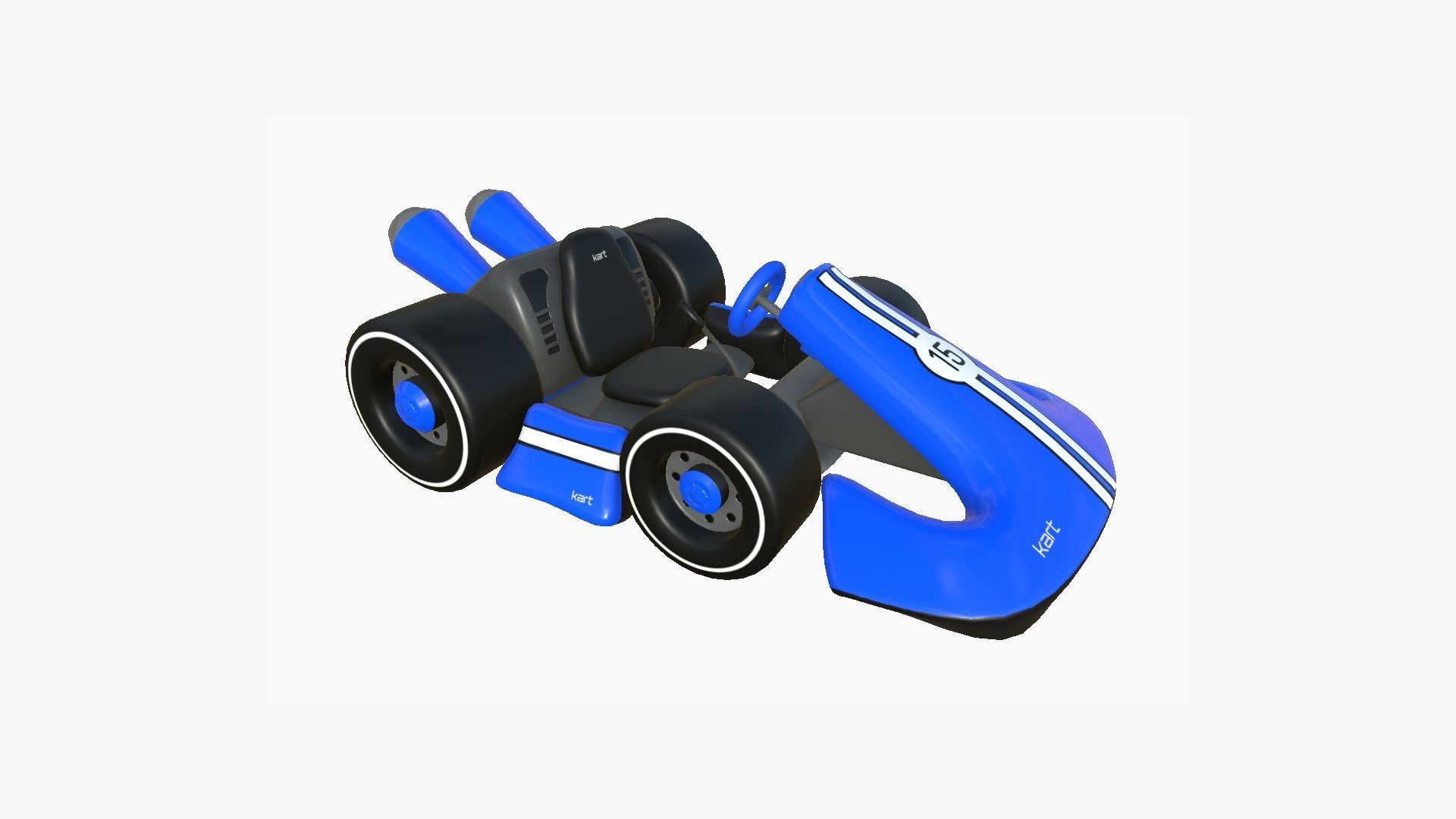 Cartoon Kart D02 Blue - Vehicle Racing Design Low-poly 3D model_1
