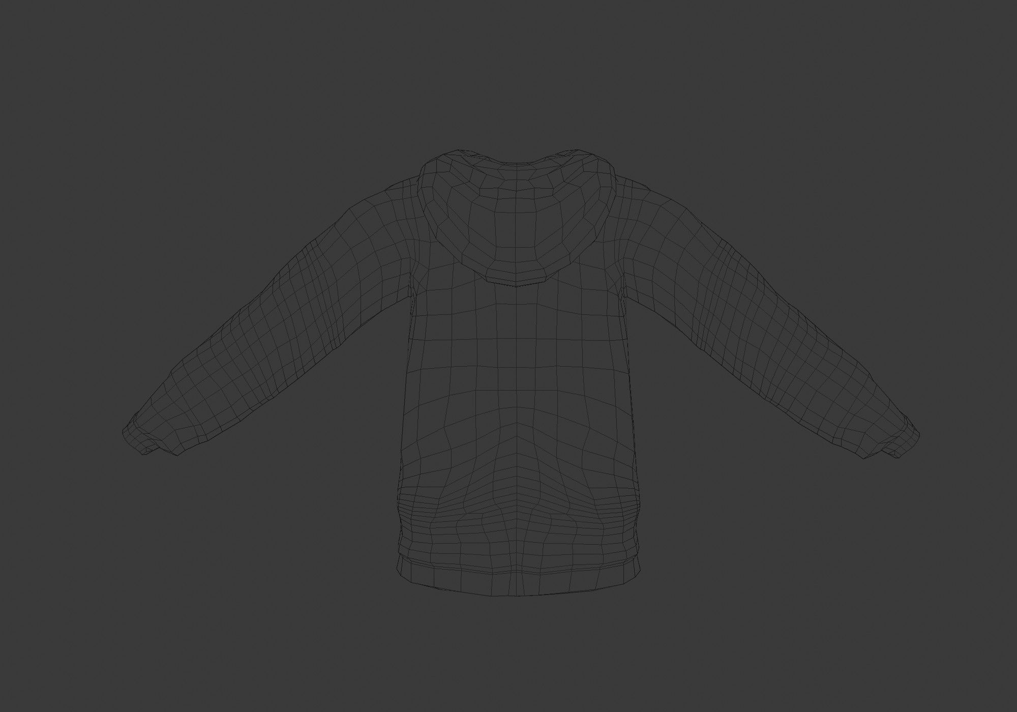 basic white hoodie Low-poly 3D model_9