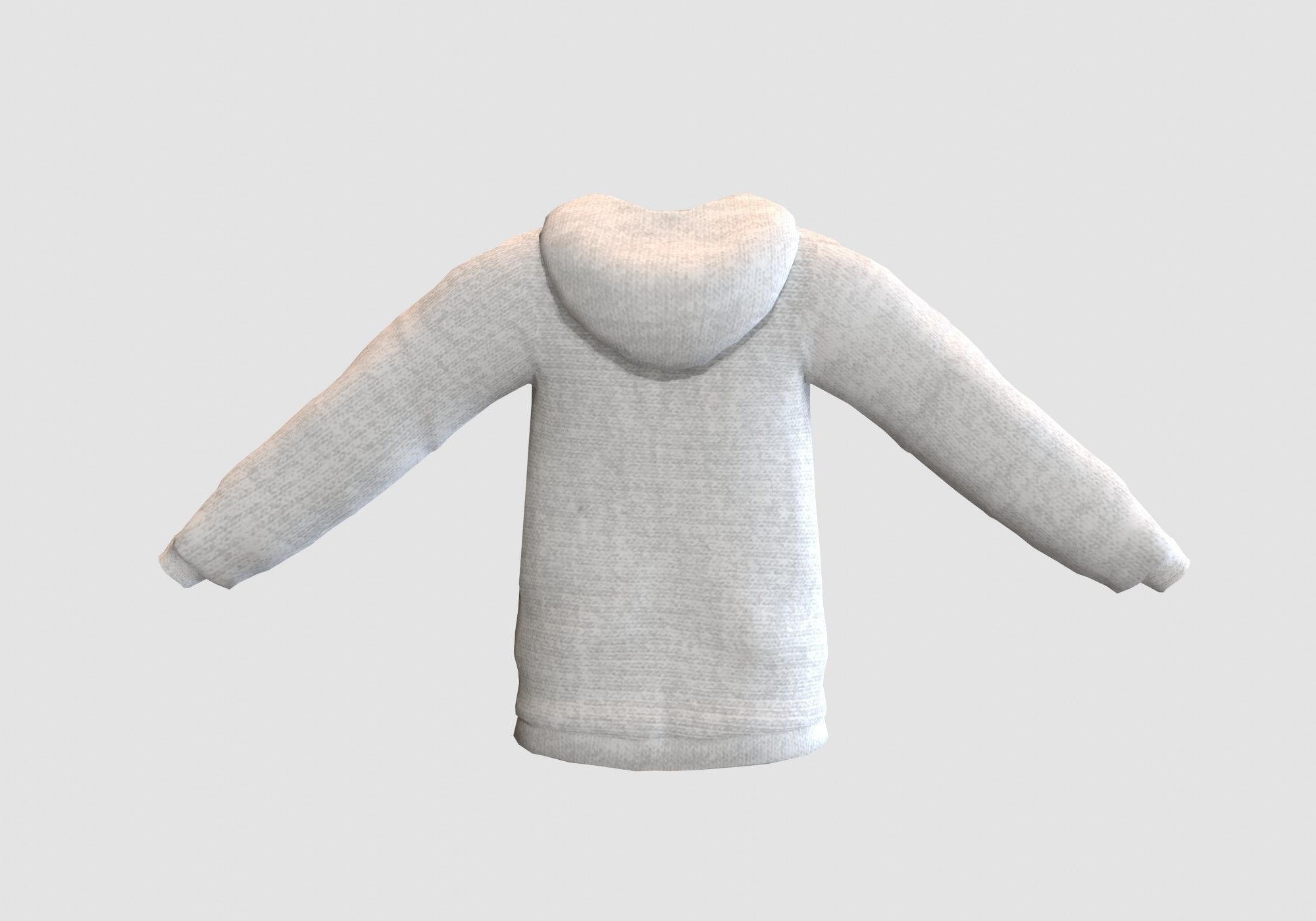 basic white hoodie Low-poly 3D model_4