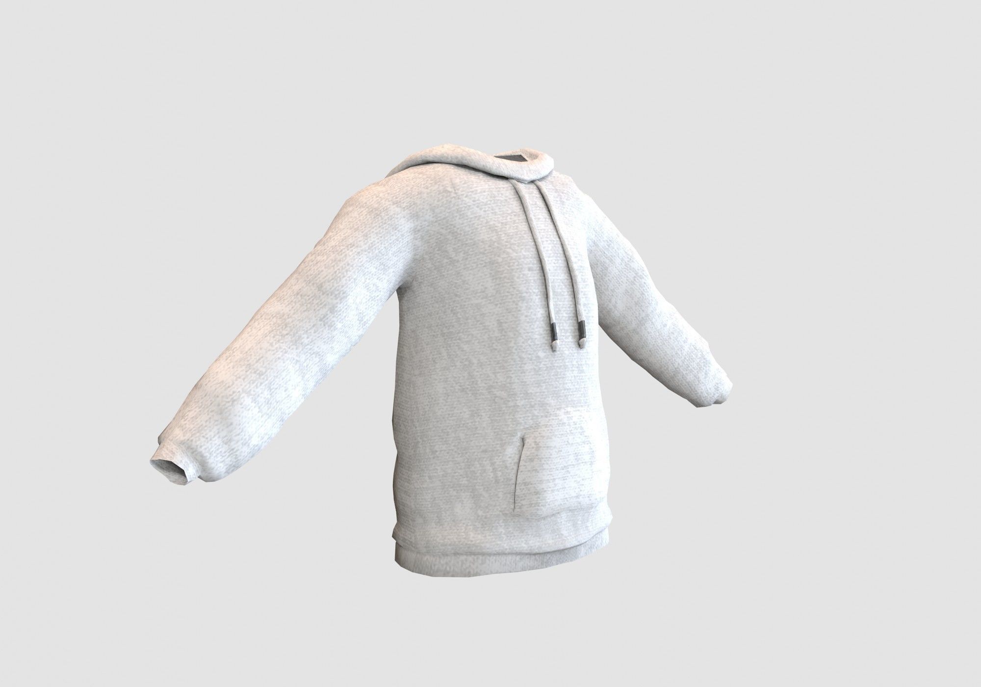 basic white hoodie Low-poly 3D model_1