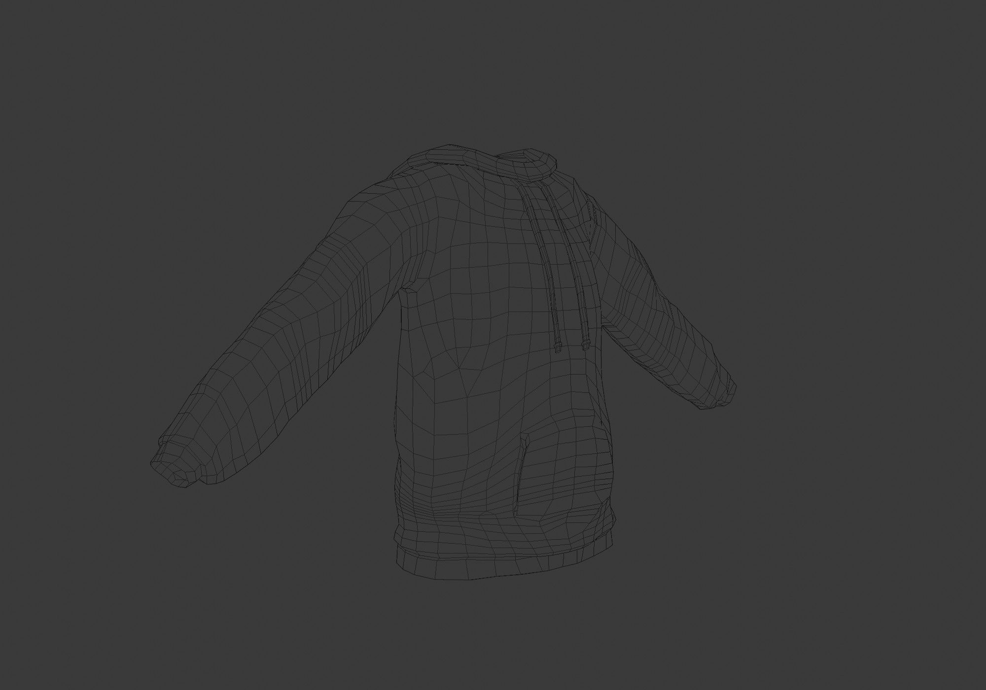 basic white hoodie Low-poly 3D model_6