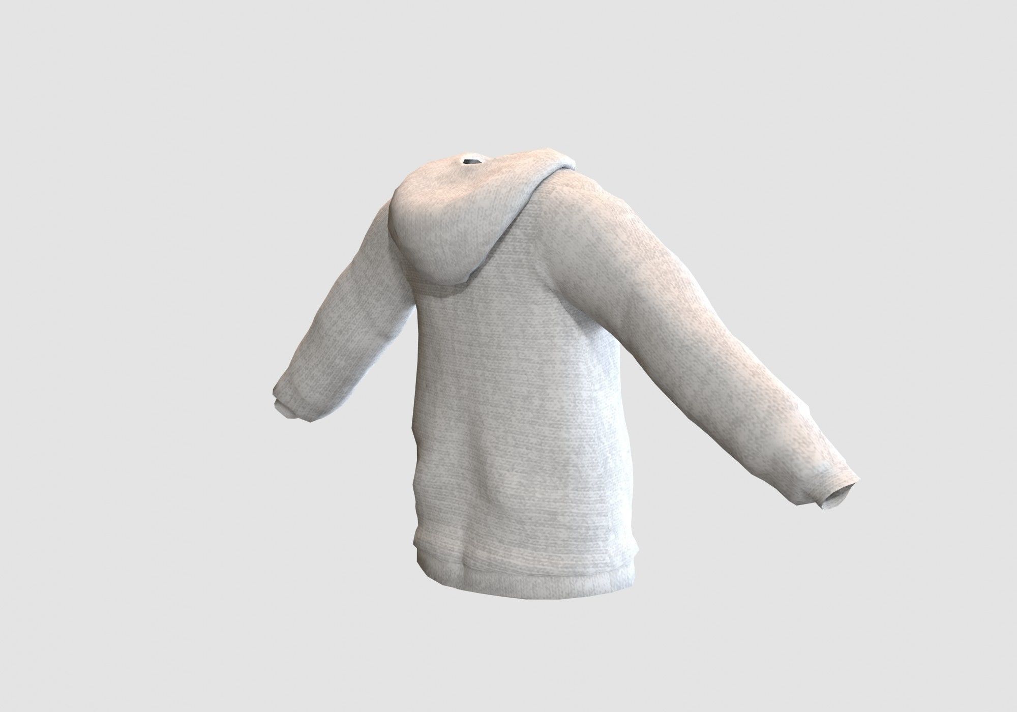 basic white hoodie Low-poly 3D model_3