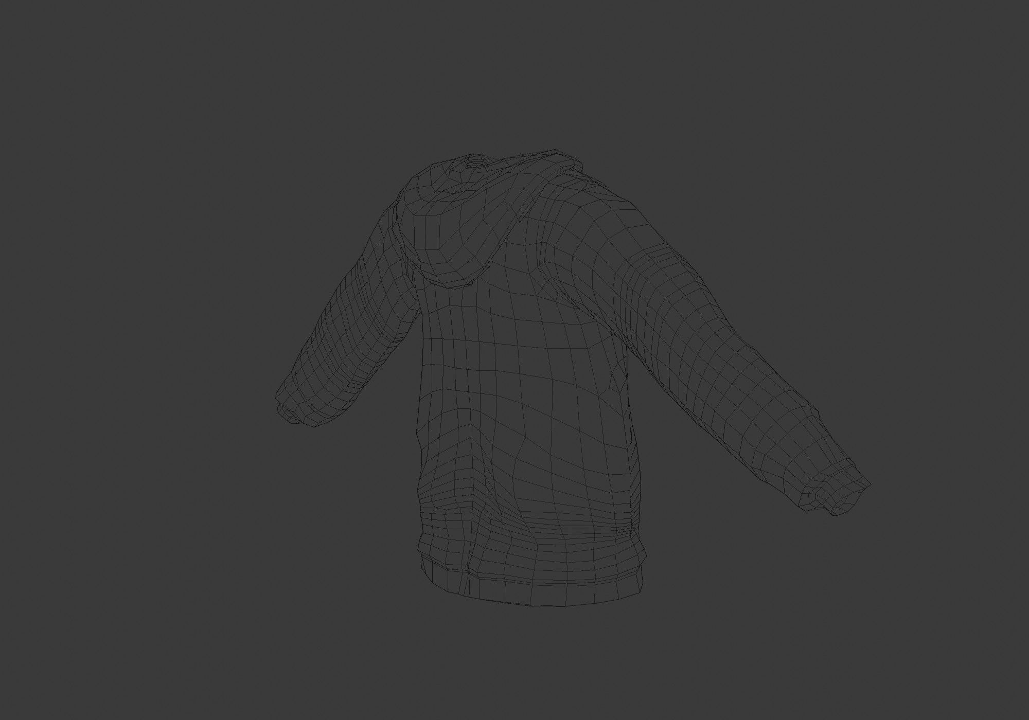 basic white hoodie Low-poly 3D model_8