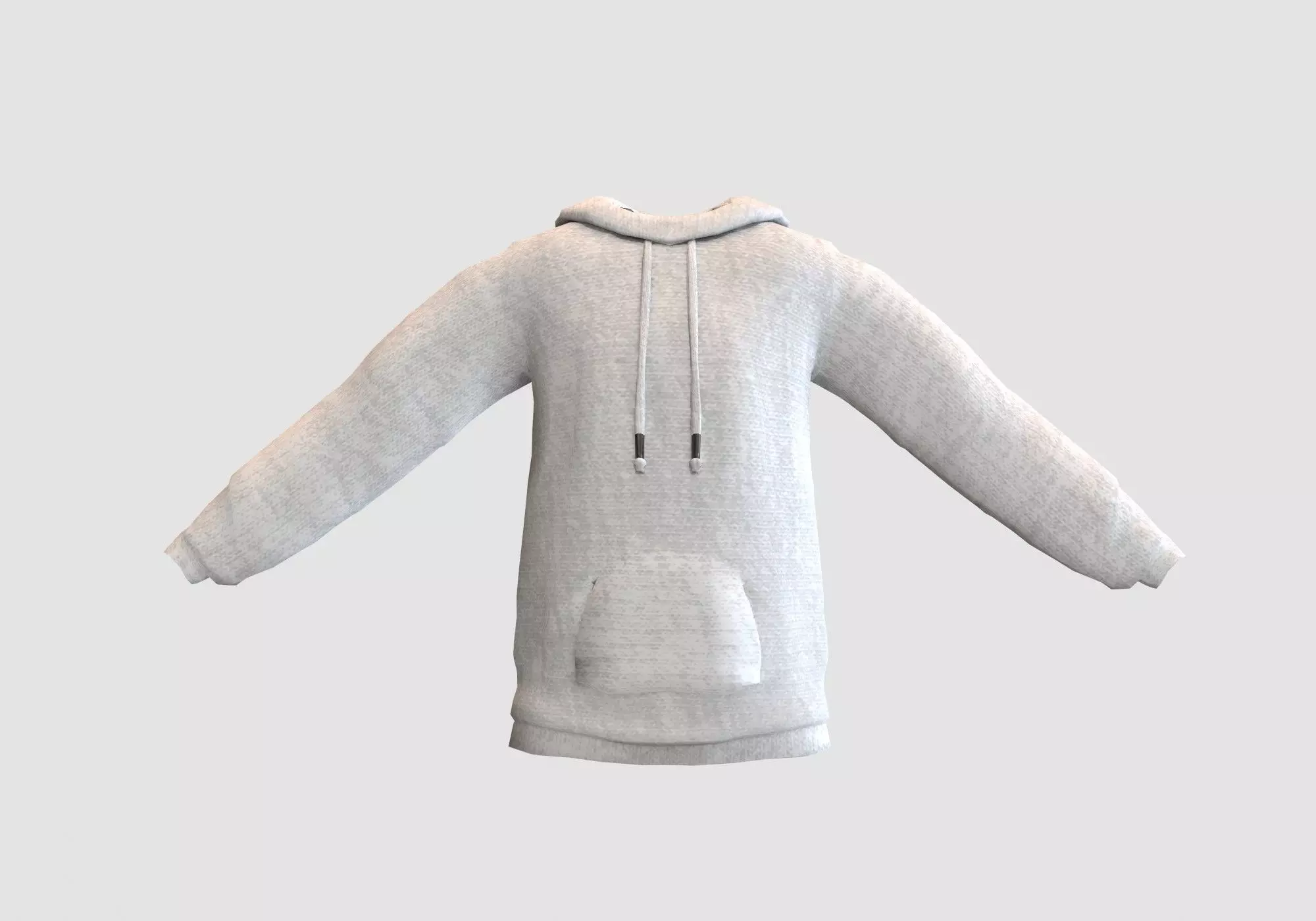 basic white hoodie Low-poly 3D model_0