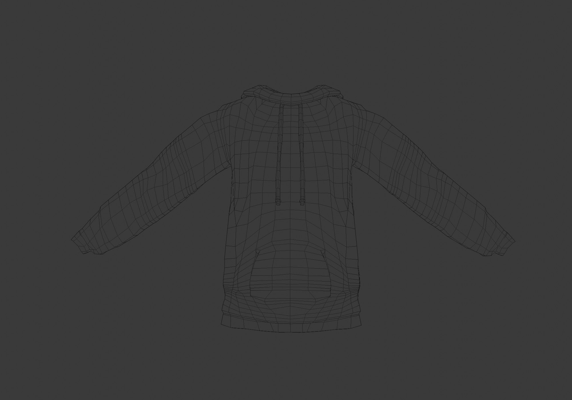 basic white hoodie Low-poly 3D model_5