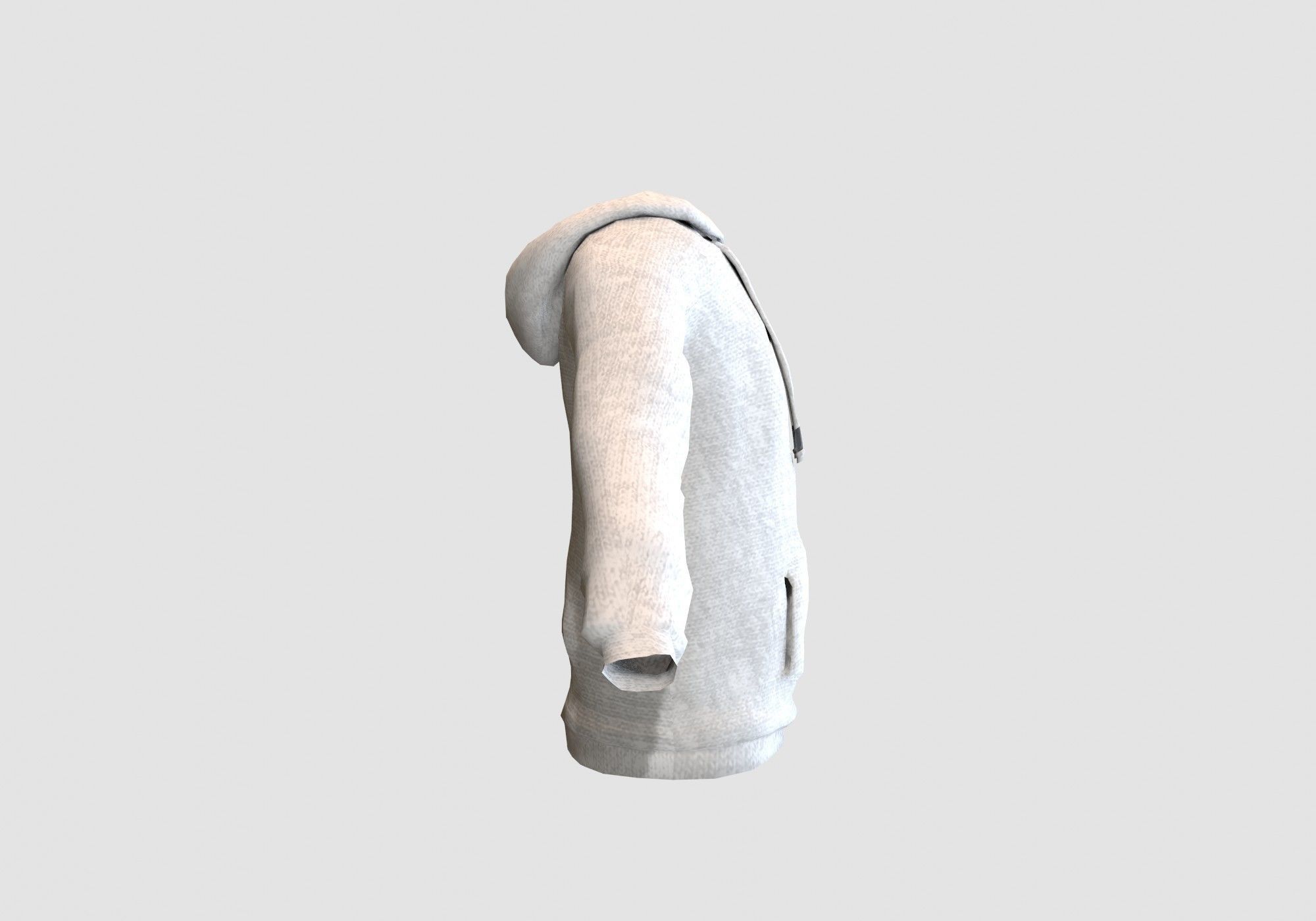 basic white hoodie Low-poly 3D model_2
