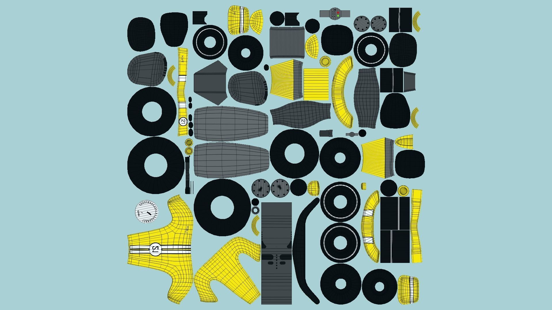 Cartoon Kart D03 Yellow - Vehicle Racing Design Low-poly 3D model_5