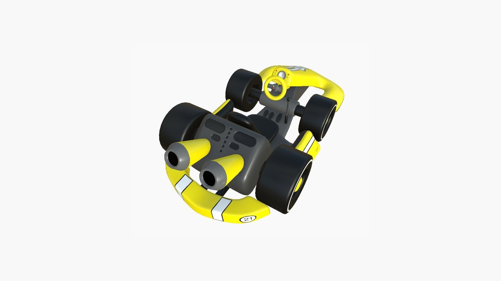 Cartoon Kart D03 Yellow - Vehicle Racing Design Low-poly 3D model_2